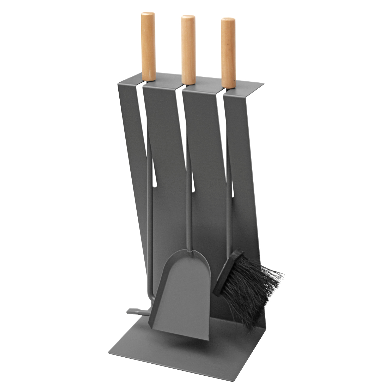 Raik Ensemble d'outils de cheminée Gustav, 3 pièces, anthracite, poignées en bois, 60 cm
