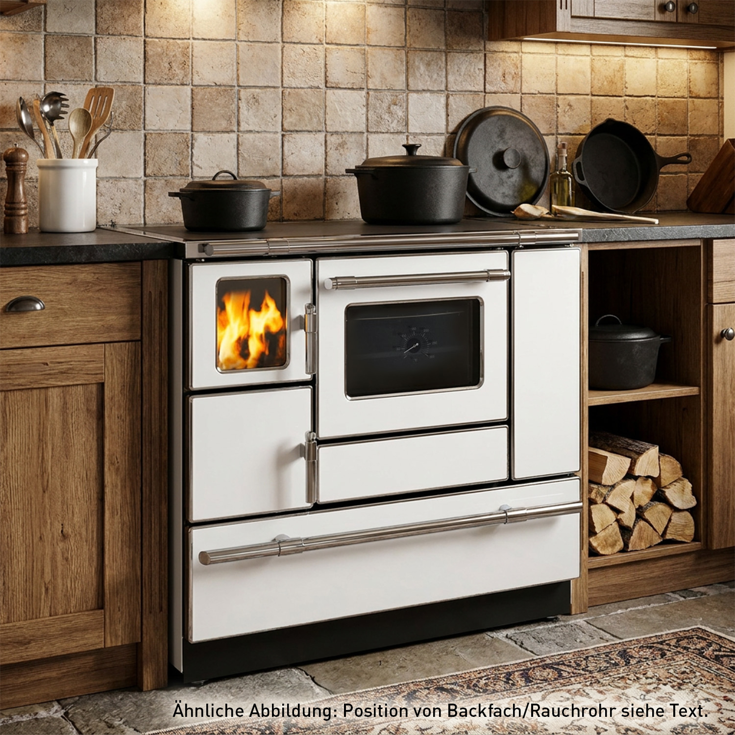 Wamsler K 138 F Cuisinière à bois à gauche blanc avec plaque vitrocéramique