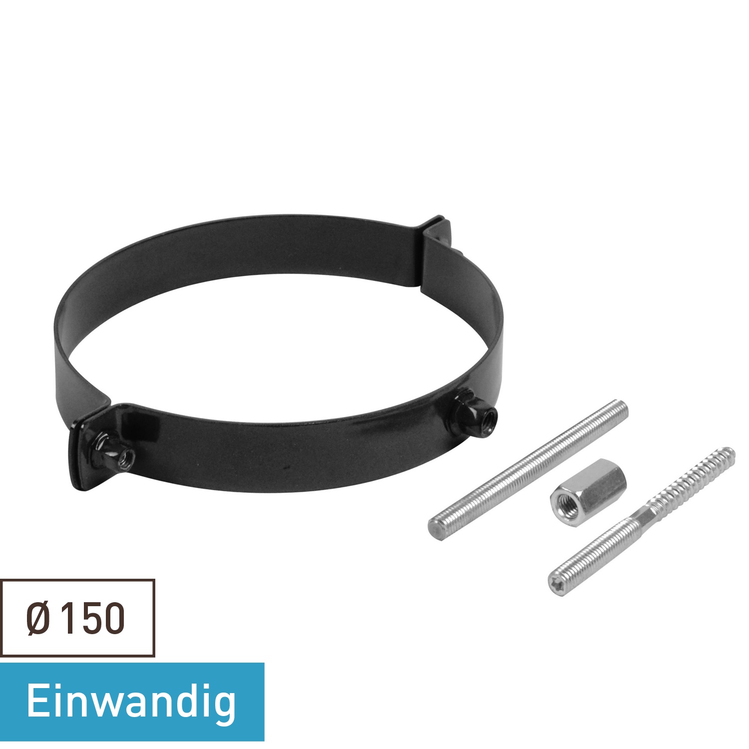 Raik Tuyau de Fumée / Tuyau de Poêle Émaillé 150mm - Collier de Serrage Noir