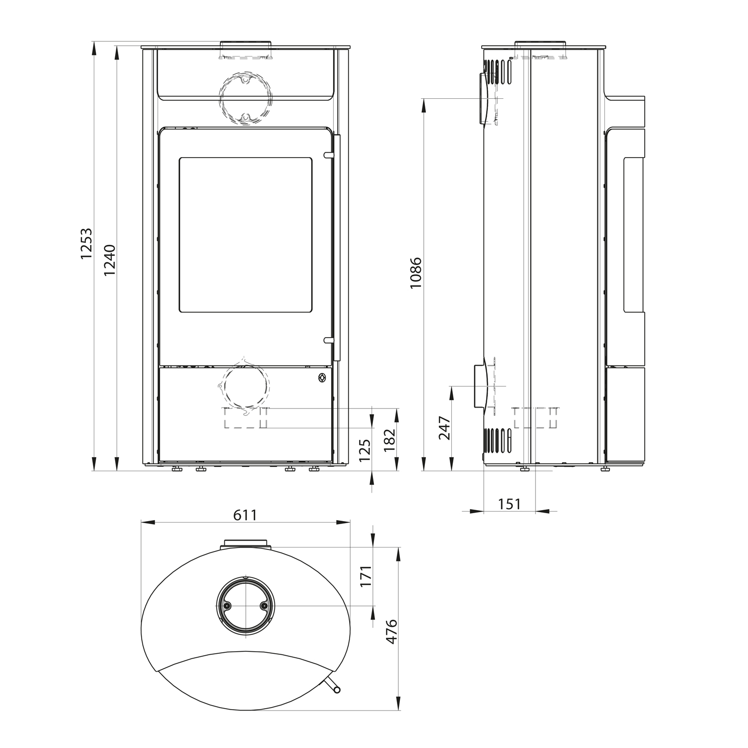 Olsberg Tecapa II PowerSystem Compact Poêle à bois Porte en acier