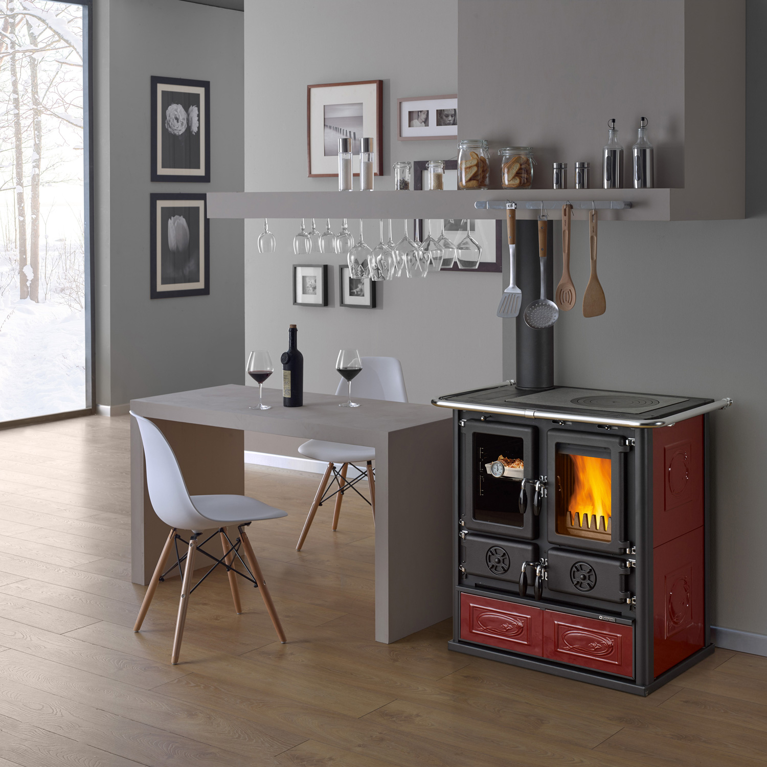 La cuisinière La Nordica Rosetta Sinistra 5.0 Céramique Liberty Bordeaux