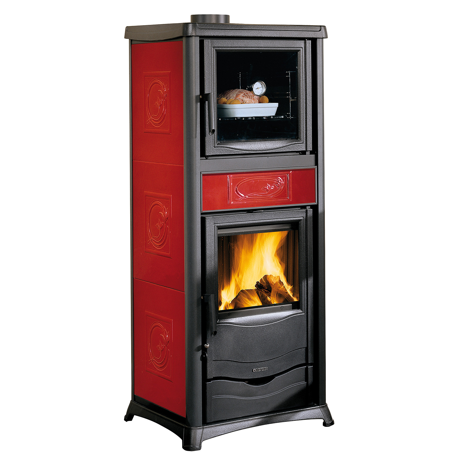 La Nordica Termorossella Plus DSA Forno 4.0 Poêle à bois hydraulique Liberty Bordeaux Ensemble complet avec ballon tampon TPSM 825