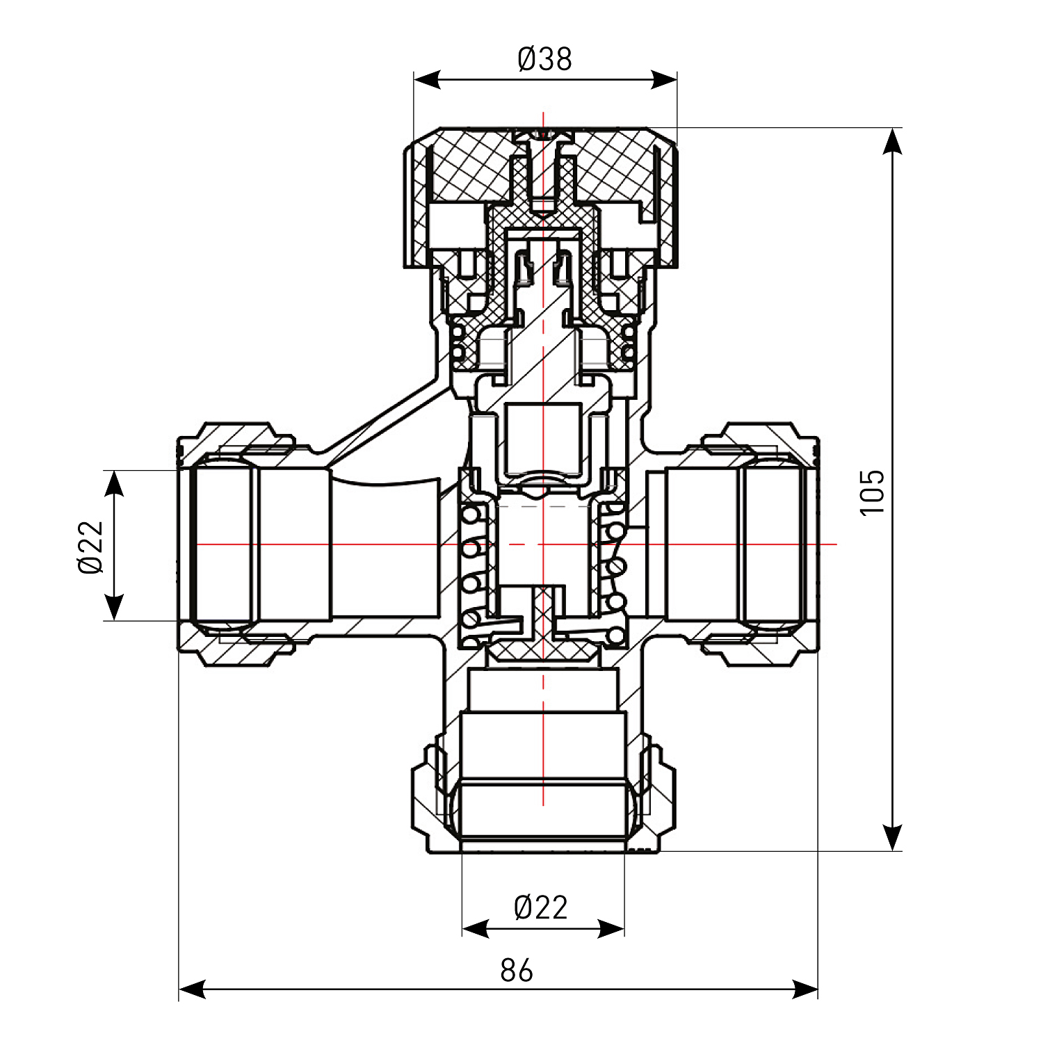 Mélangeur d'eau sanitaire Termoventiler 9620-22 35-65 °C