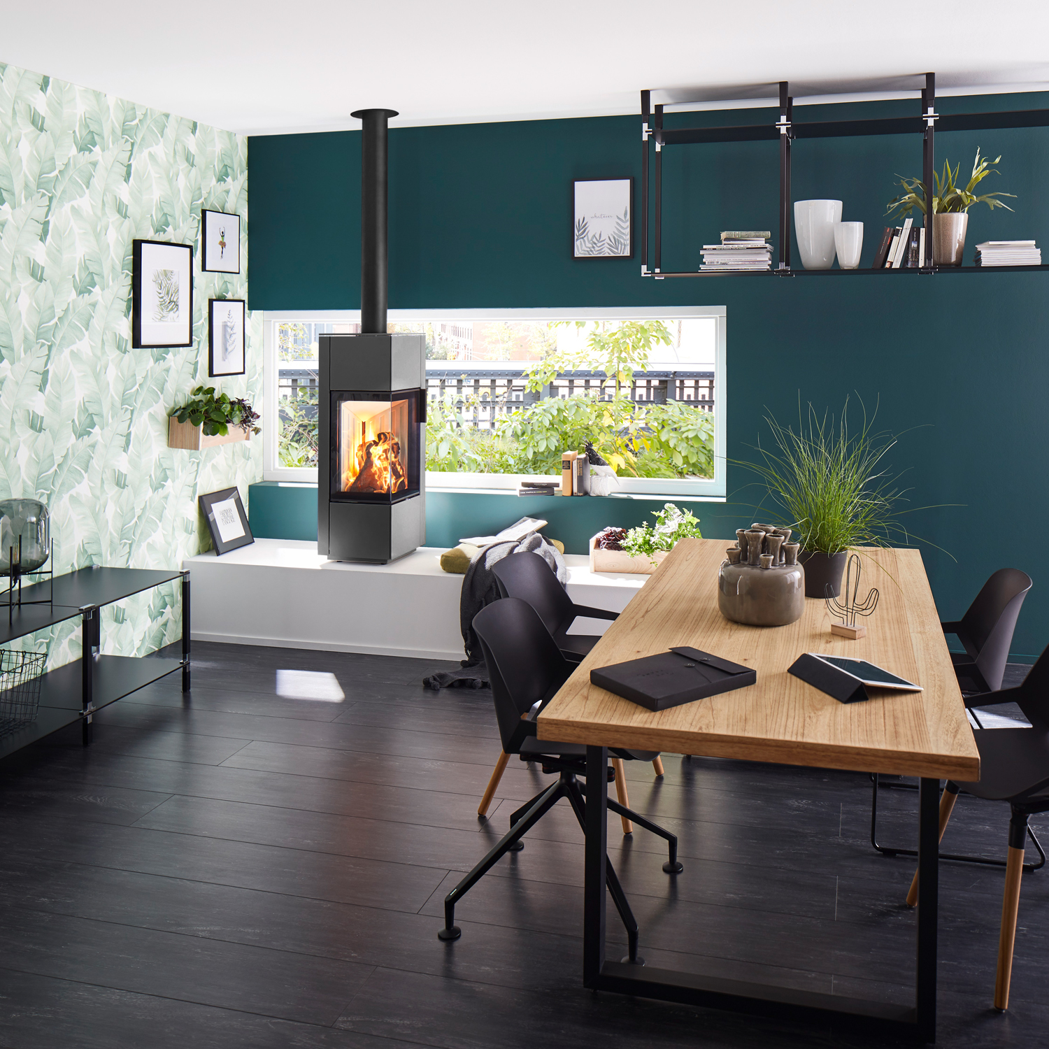 Spartherm Piko S acier Poêle à bois Titane + 1 m³ de bois de chauffage gratuit