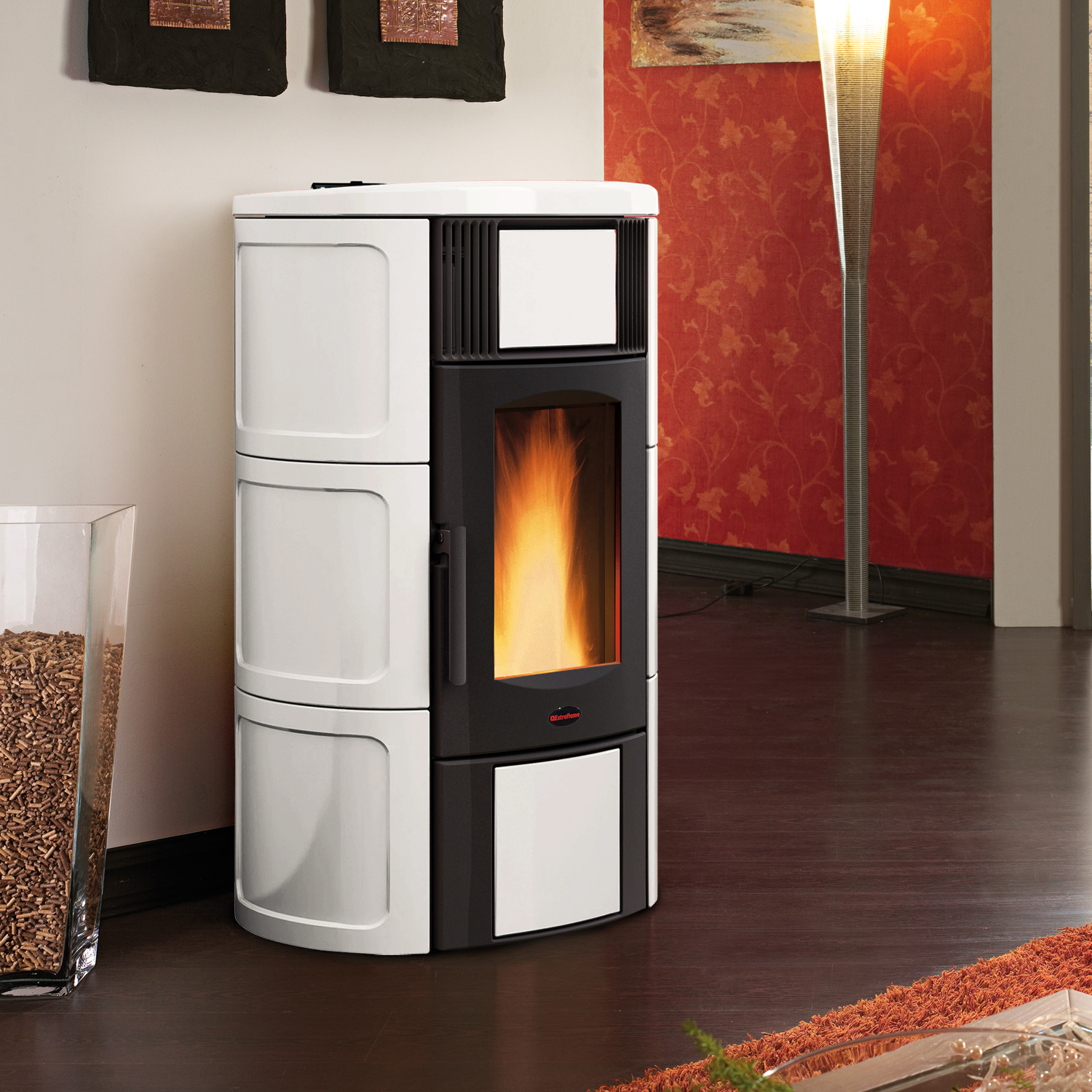 Extraflame Iside Idro H15 poêle à granulés bouilleur Majolique blanc