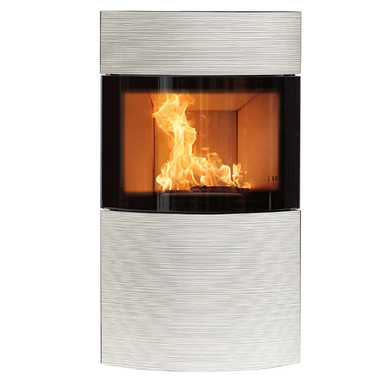 Austroflamm Fynn Xtra 2.0 poêle à bois acier noir/ revêtement céramique rainure blanc 42