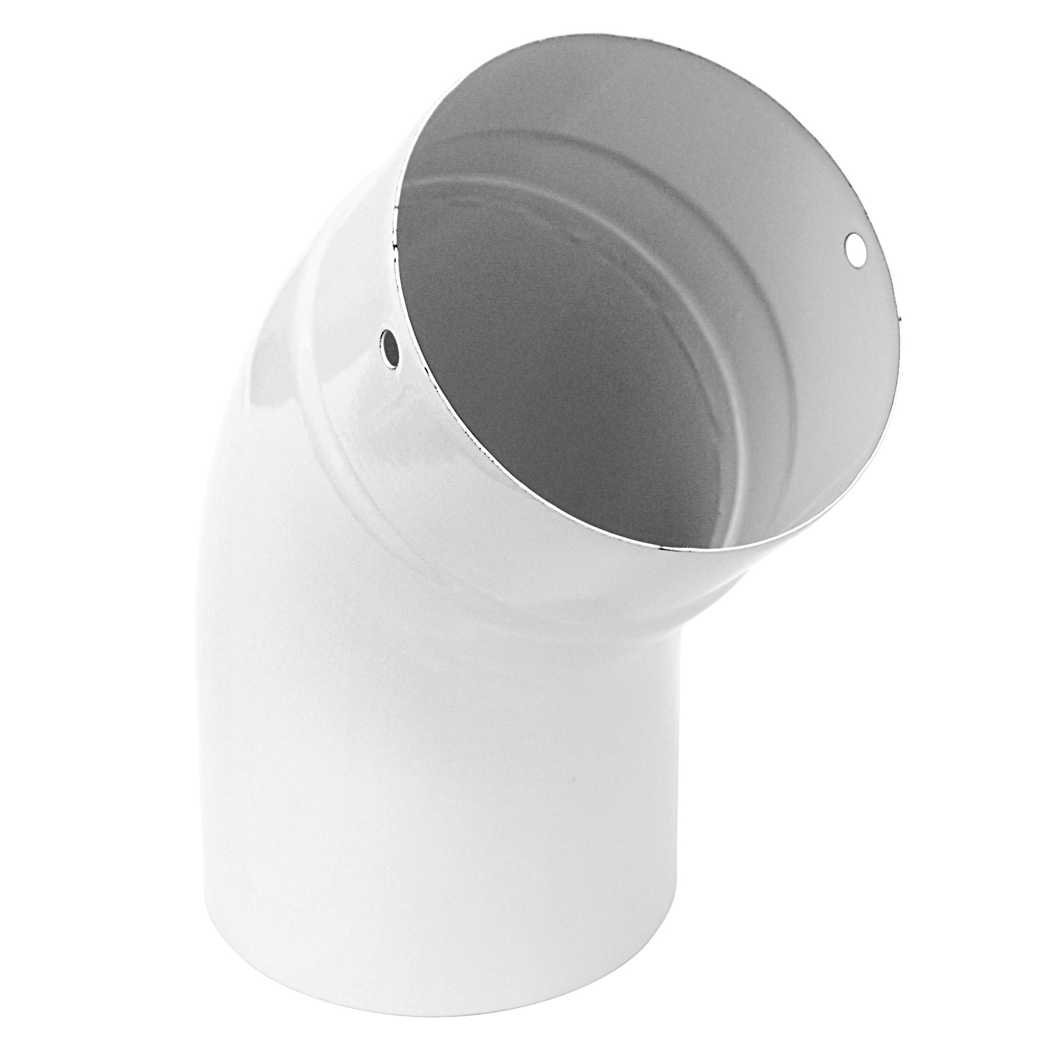 Coude de conduit de fumée / Coude de tuyau de poêle émaillé 130mm - Coude 45° lisse Blanc avec ouverture de nettoyage