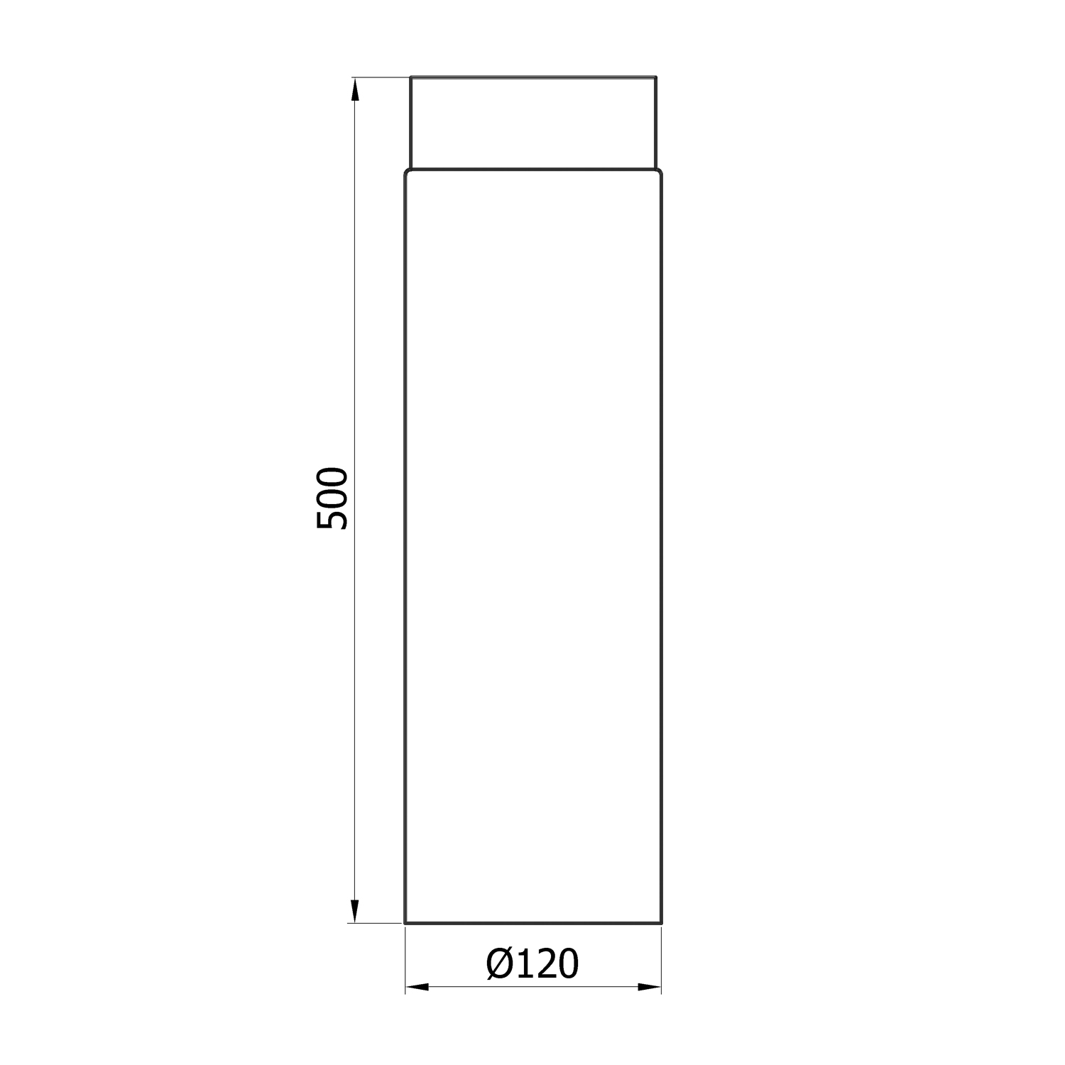 Raik Basic élément de longueur 120mm noir L:500mm pour tuyau de fumée / conduit de fumée