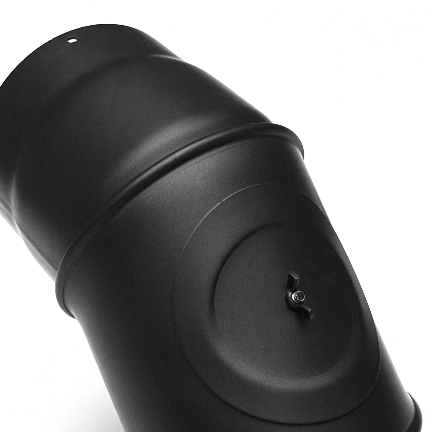 Raik Basic coude de tuyau de fumée 180mm noir 0–90° avec porte pour tuyau de fumée / conduit de fumée