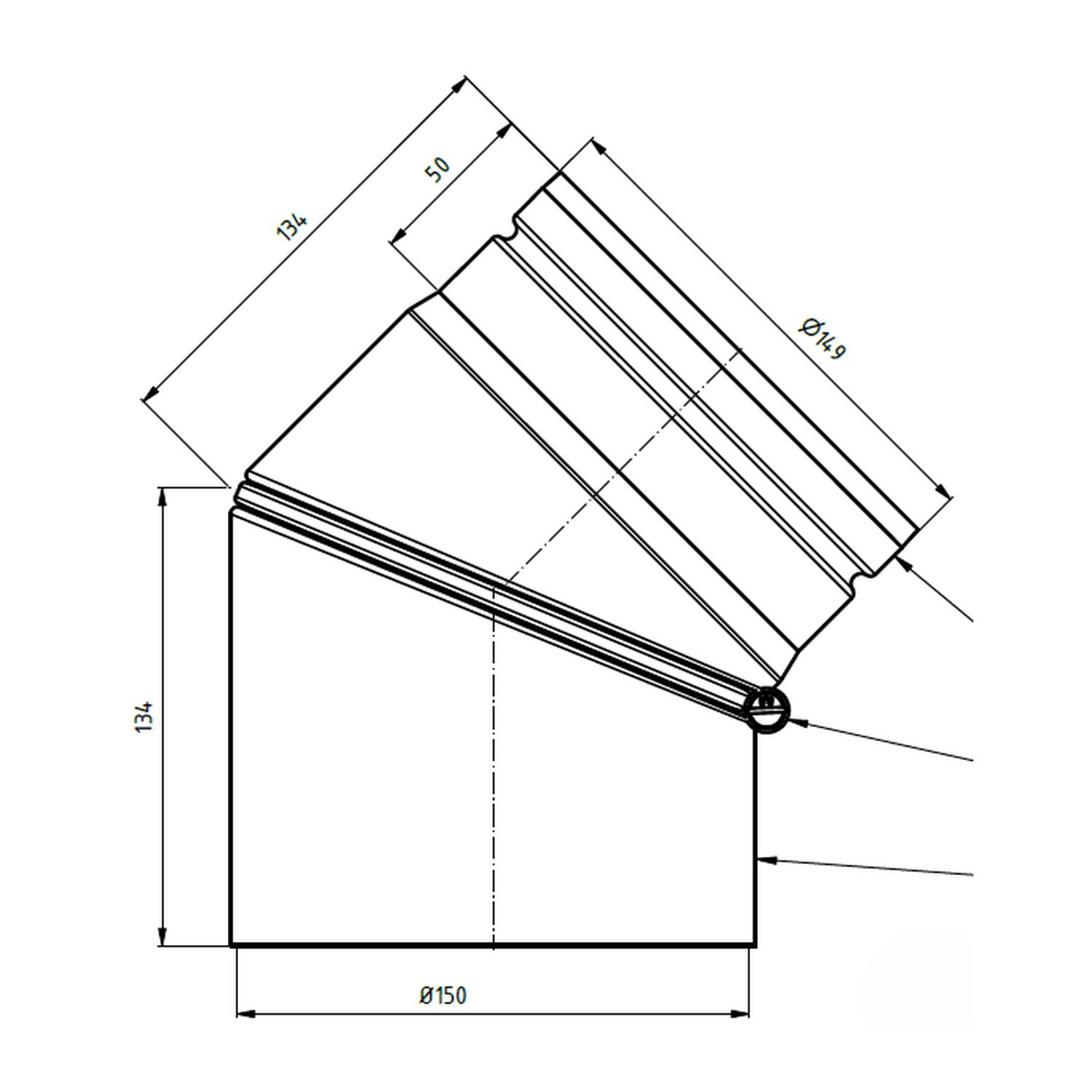 Raik coude LS diamètre 150/0-45° 2,00mm rétreint orientable 2-pièces gris