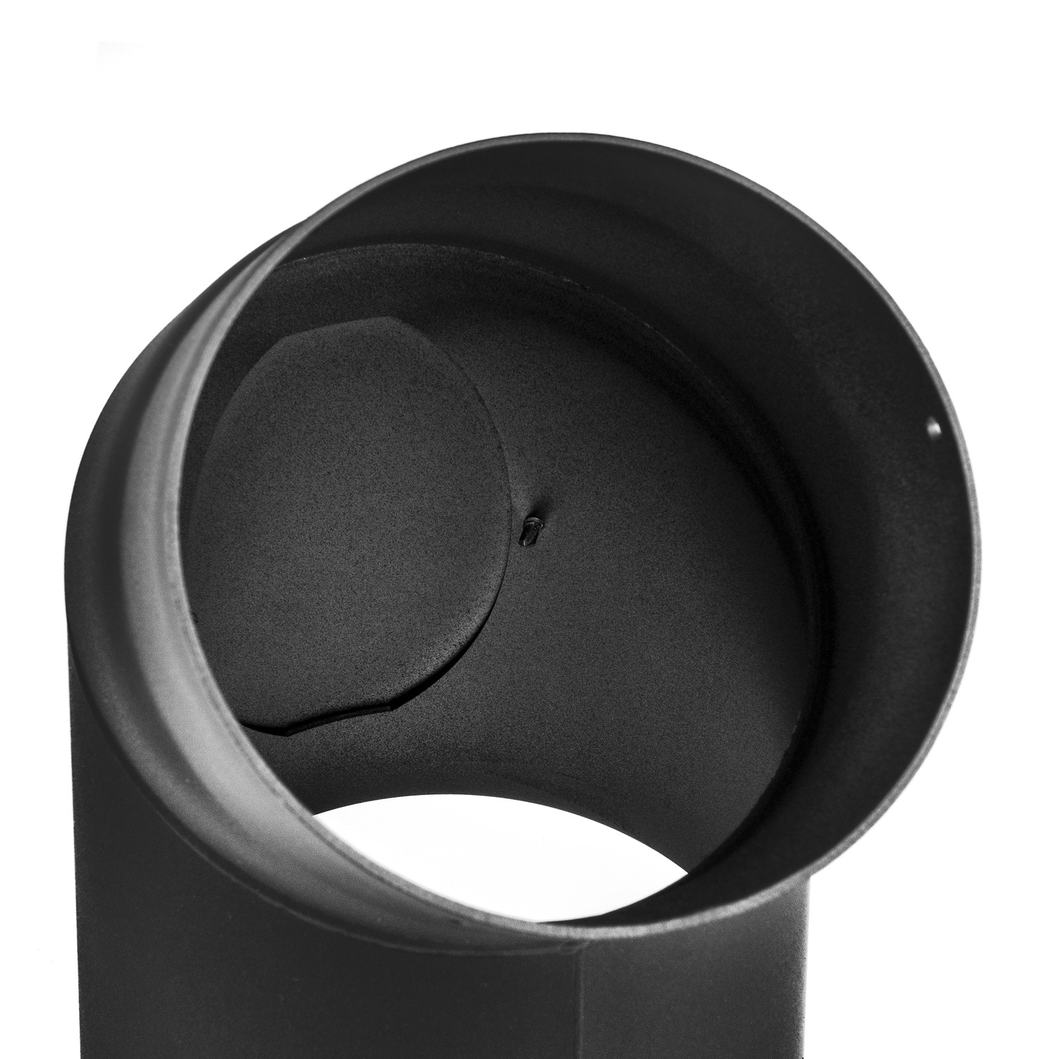 Raik Basic coude de tuyau de fumée 130mm noir 45° avec porte –R pour tuyau de fumée / conduit de fumée