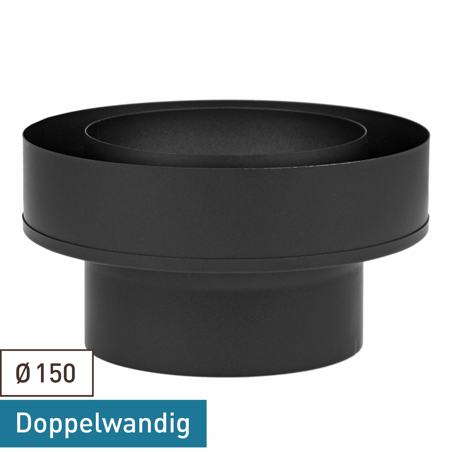 Raik Coltherm Transition 150mm noir double paroi de DW à EW pour tuyau de fumée / conduit de fumée