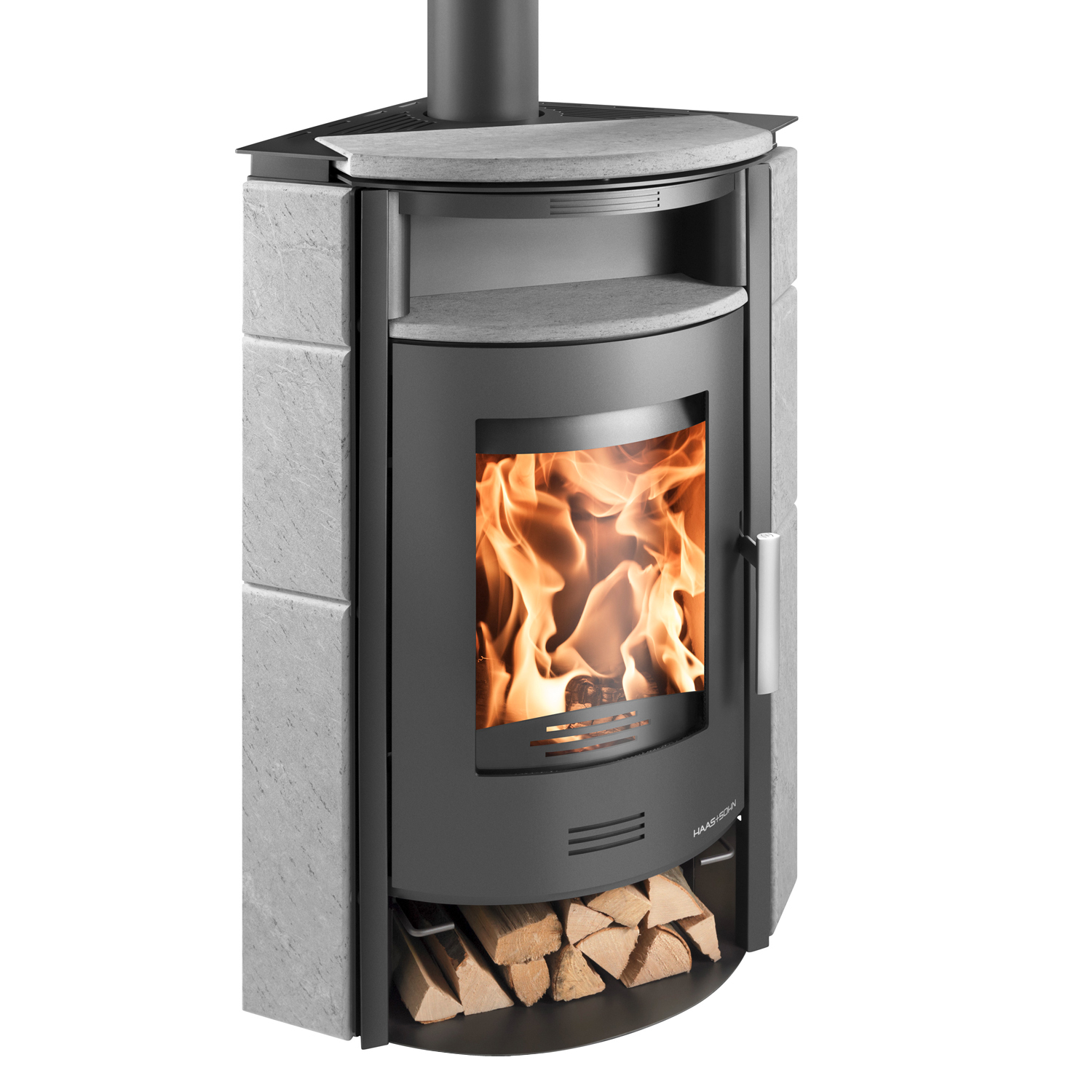 Haas+Sohn Kuopio II Poêle à bois Anthracite/Serpentino
