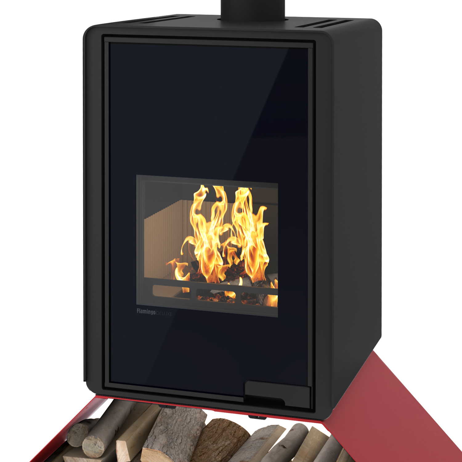 Poêle à bois HS Flamingo Deluxe Senai Rouge