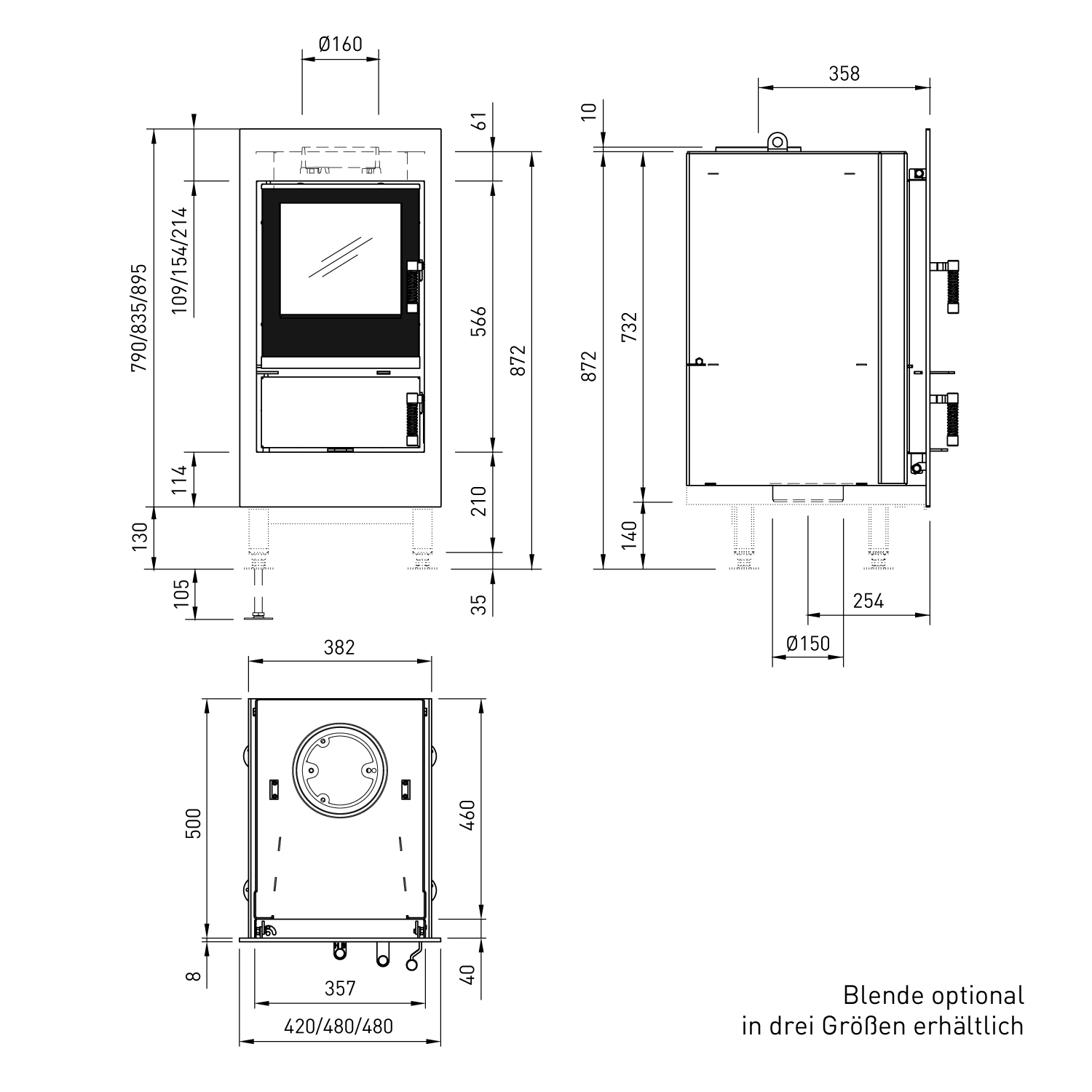 Spartherm Renova Cs-50 insert de cheminée gauche