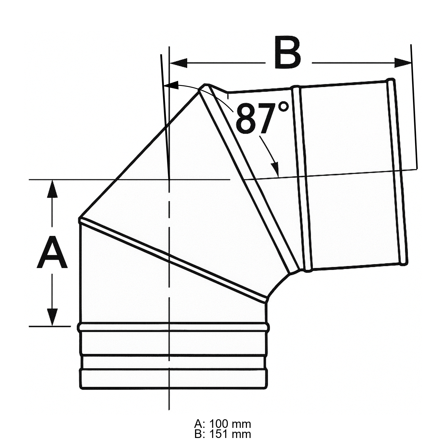 Schiedel PRIMA PLUS coude 87° Ø113 mm simple paroi mat