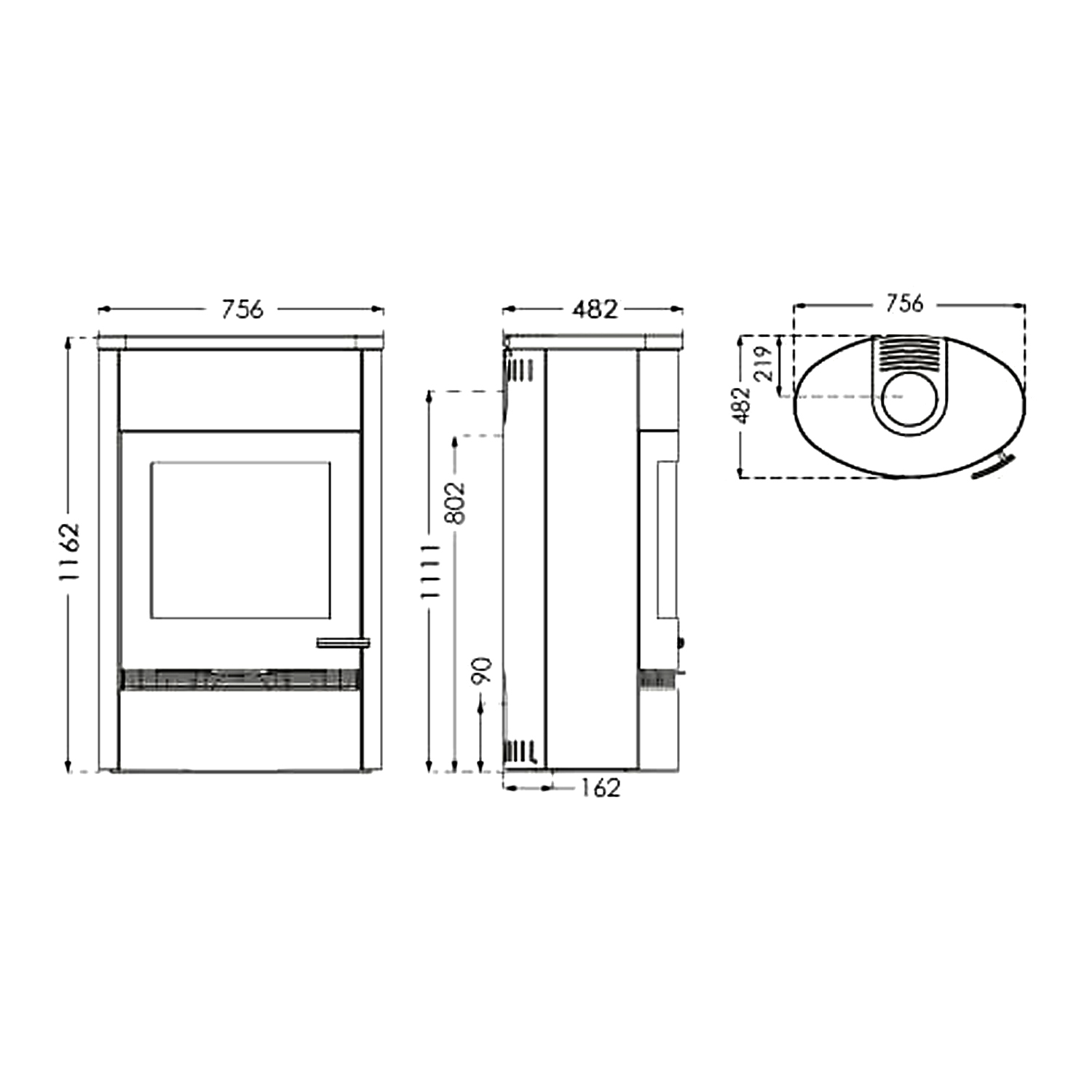 TermaTech TT22HST Poêle à bois Acier Noir
