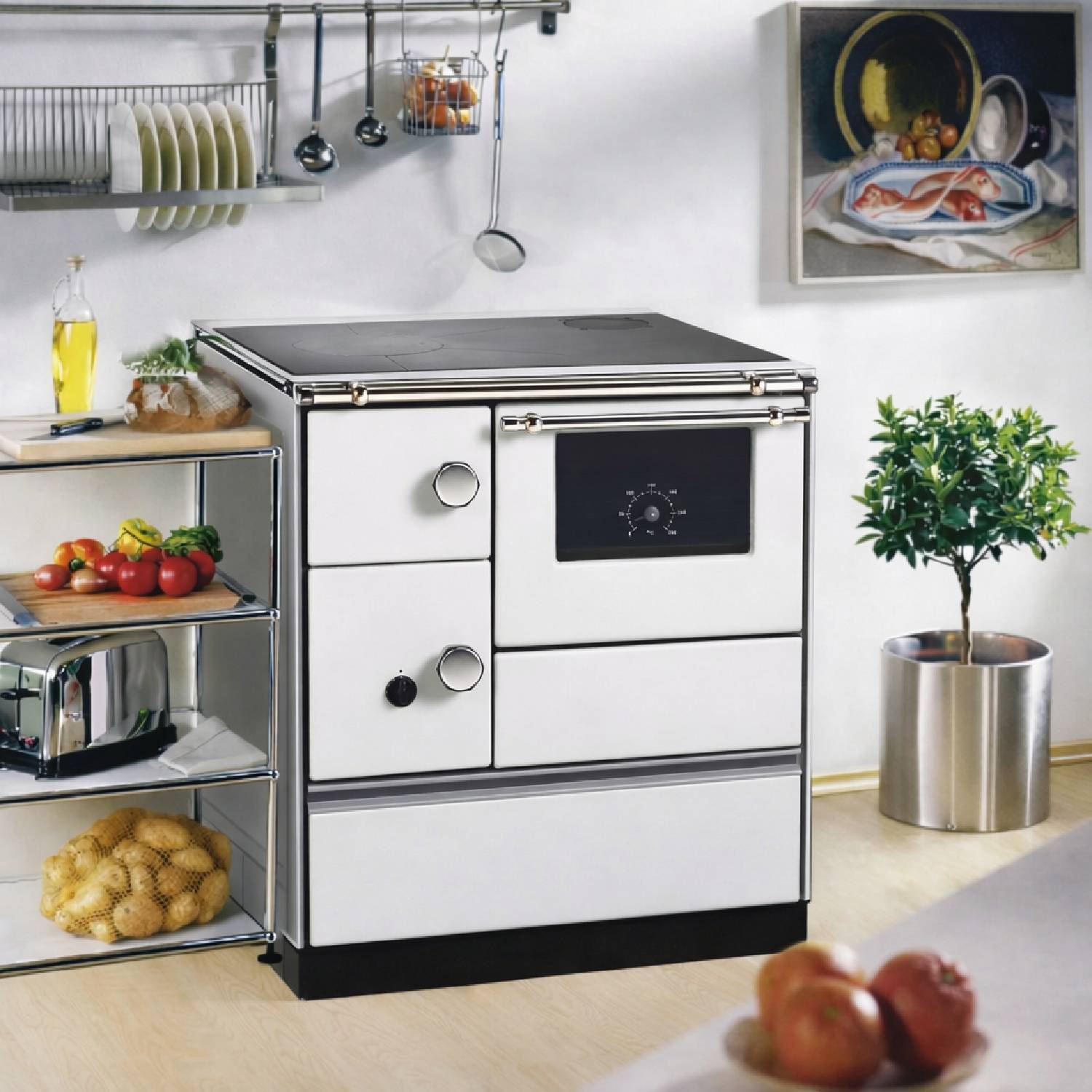 Westminster cuisinière à bois K 76-70 blanc raccordement tuyaux droit