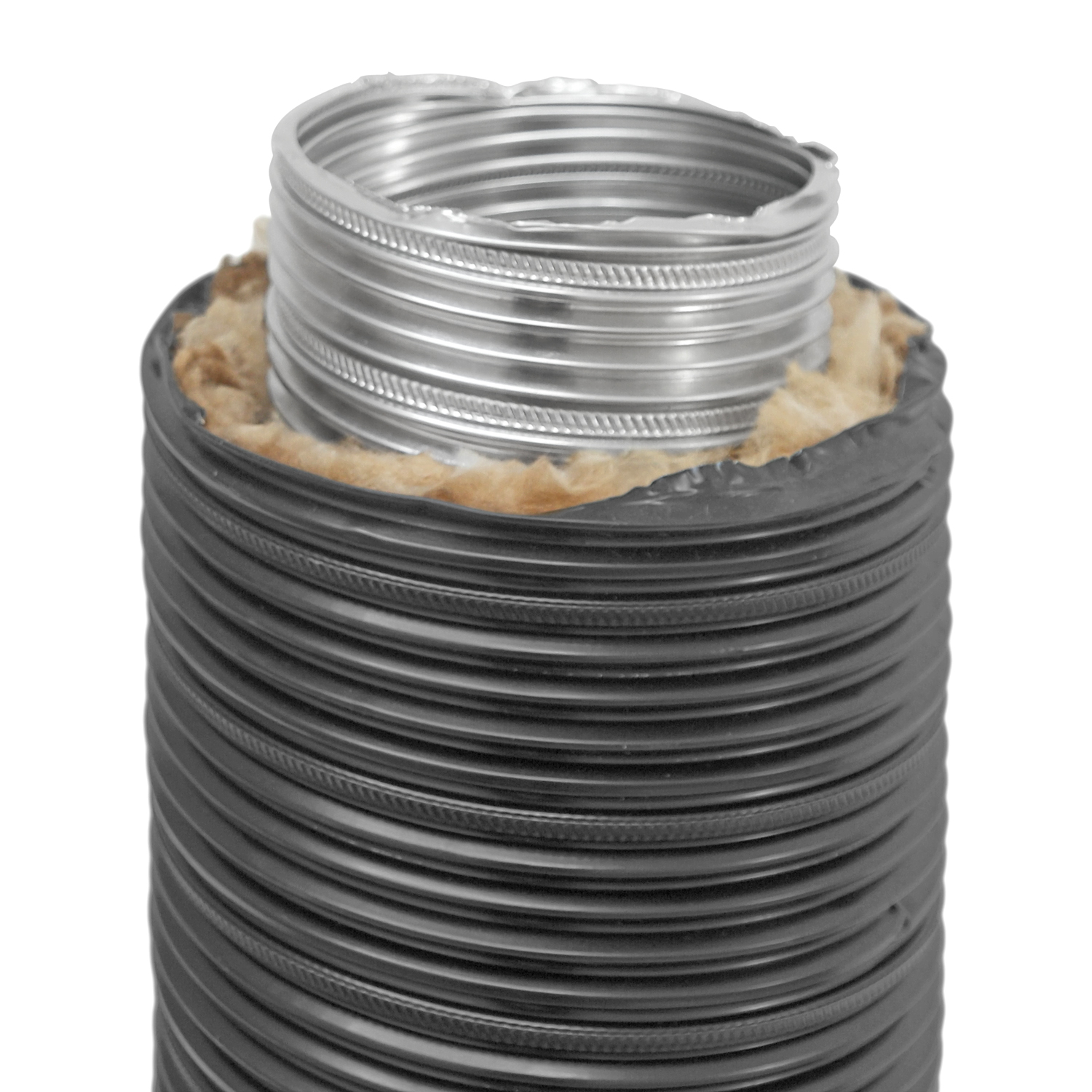 Therm Flex conduit flexible en aluminium isolé gris Ø 125 mm longueur 0,75 m, pour raccordement à l'air extérieur.