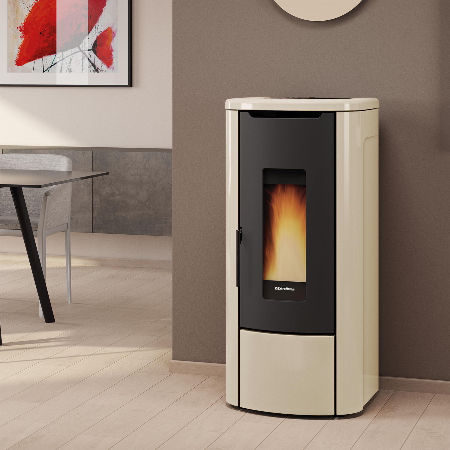 Extraflame Evolution Line Rosanna Idro Poêle à granulés bouilleur Acier Ivoire