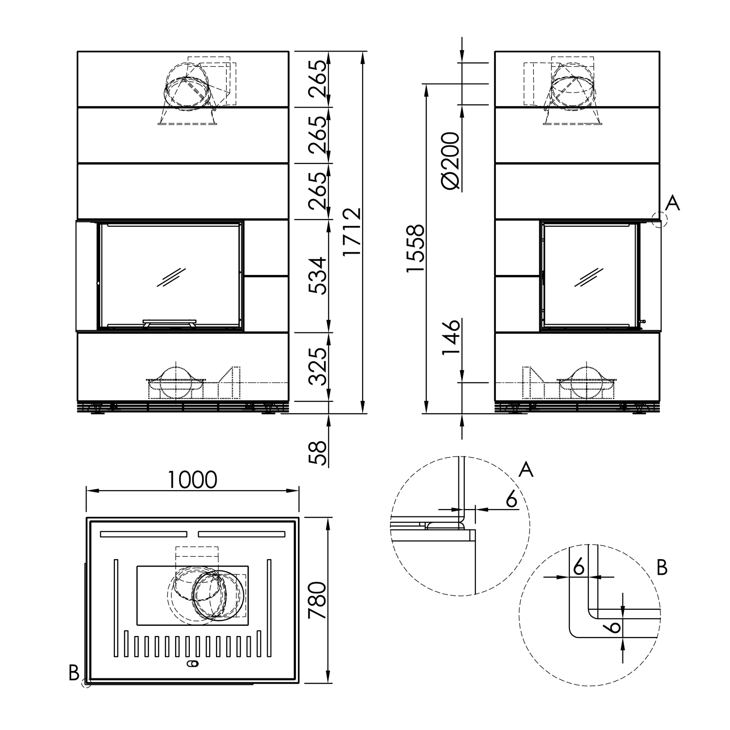 Spartherm kit de cheminée à eau SIM 1/3 Varia 2Lh-4S H2O Nature