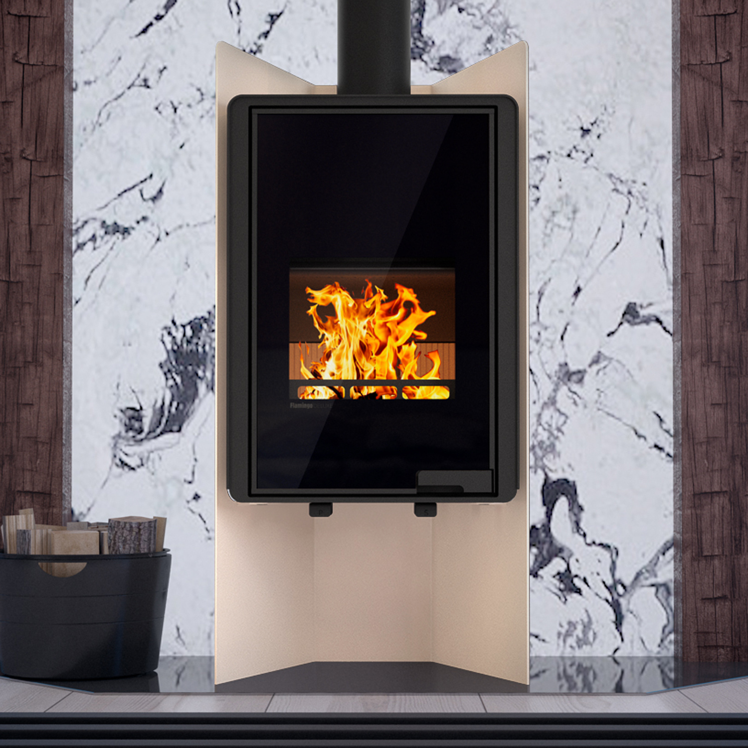 HS Flamingo Deluxe Pulau Poêle à bois Crème