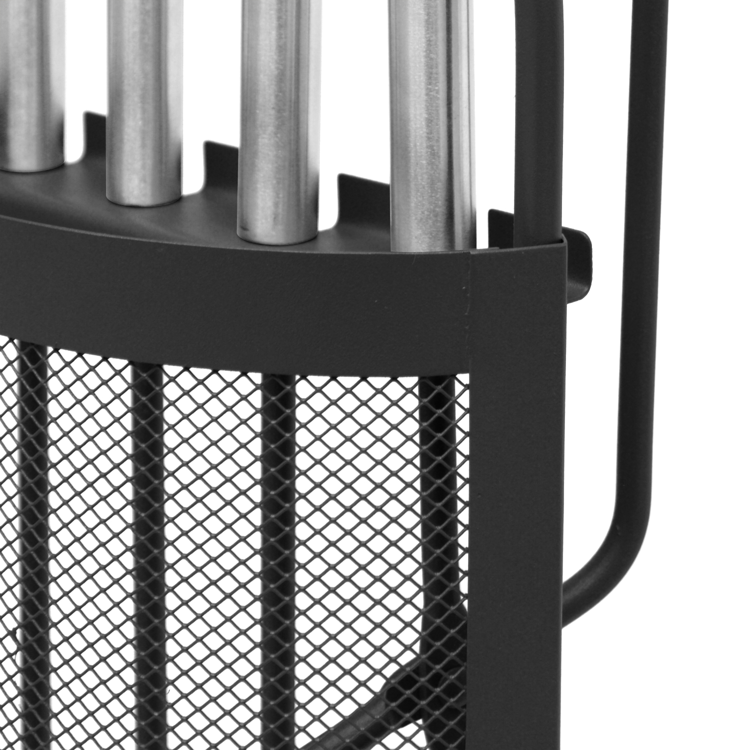 Ensemble d'accessoires de cheminée Albert, 4 pièces, noir, poignées en acier inoxydable, 66 cm