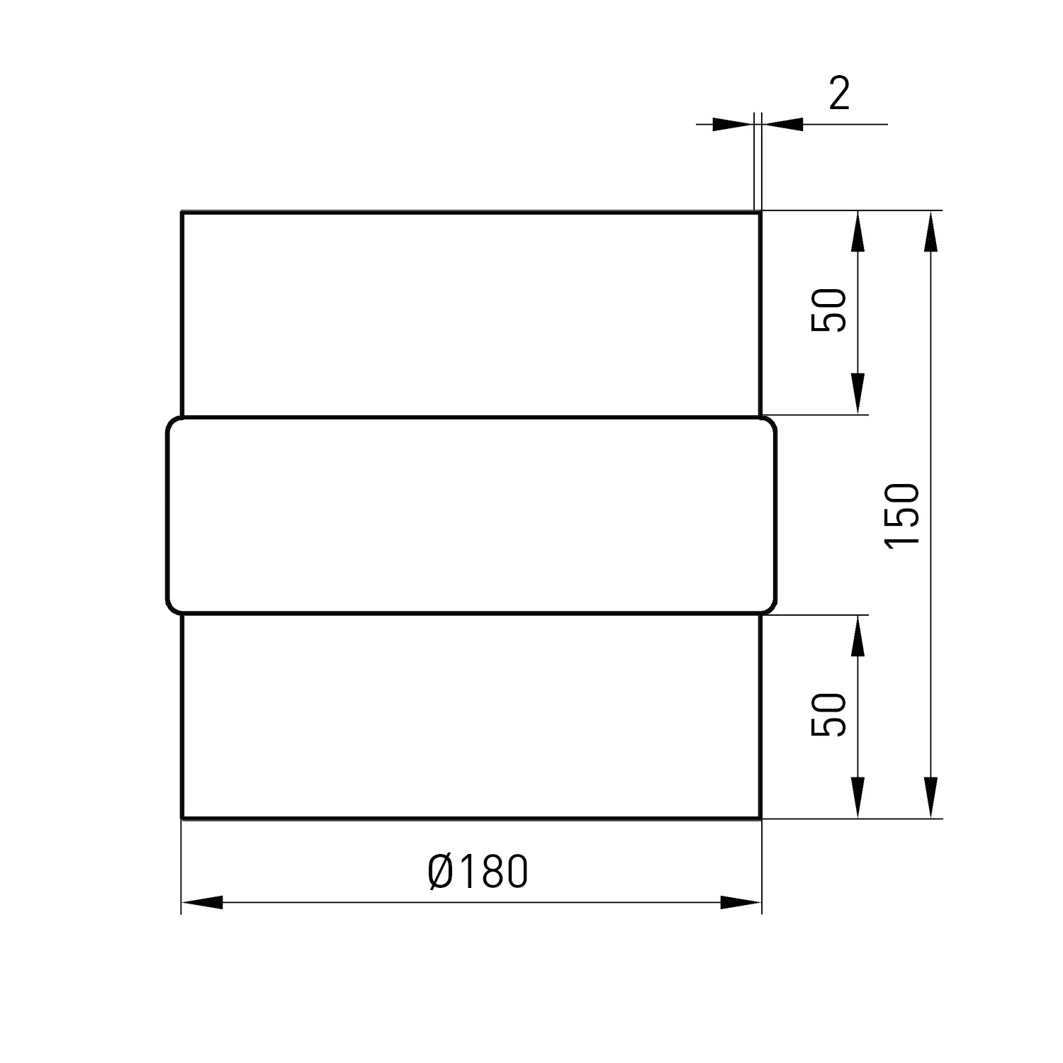 Raik Basic Adaptateur 180mm noir L: 150mm pour tuyau de fumée / conduit de fumée