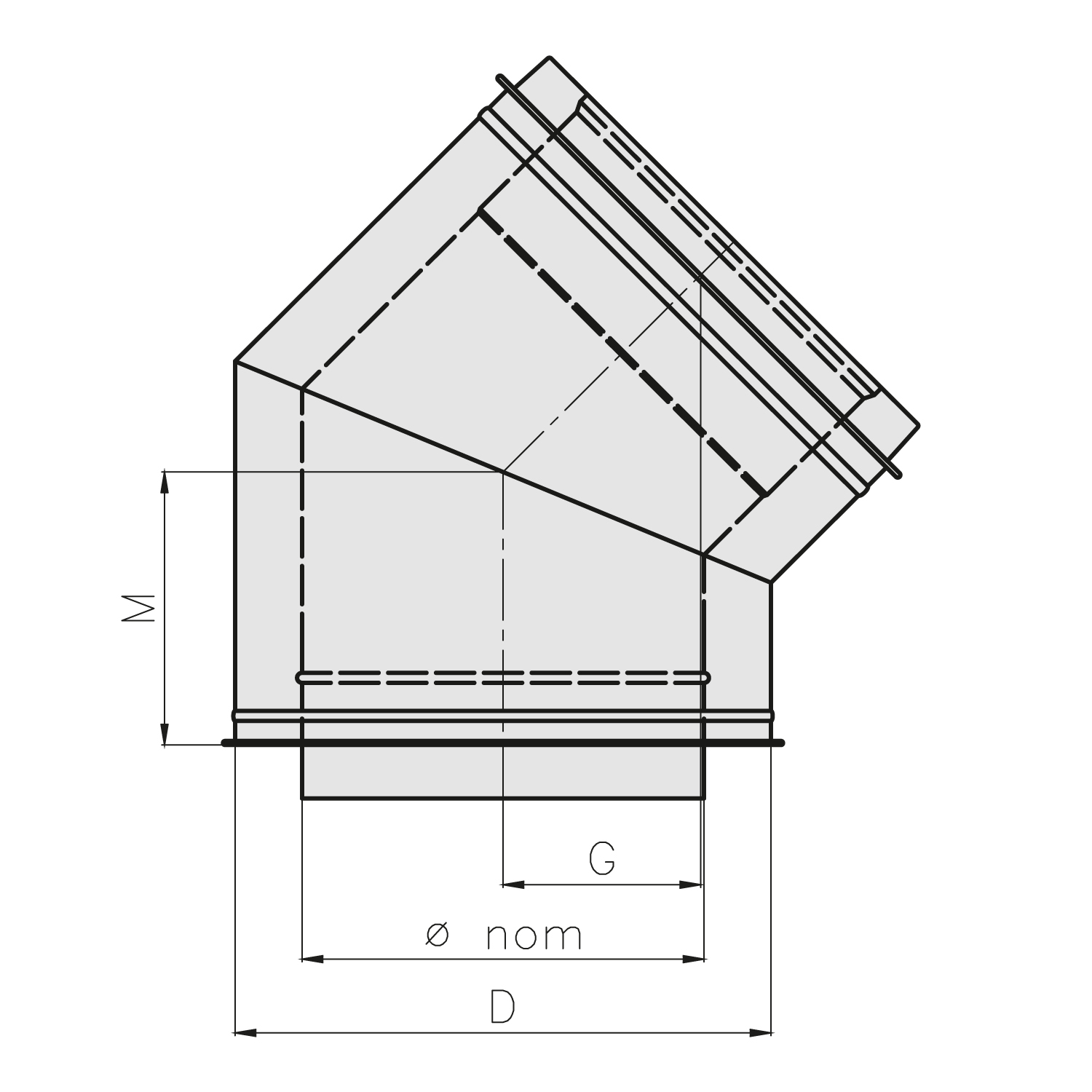 Opsinox conduit de cheminée en acier inoxydable 130mm coude 45° BO4