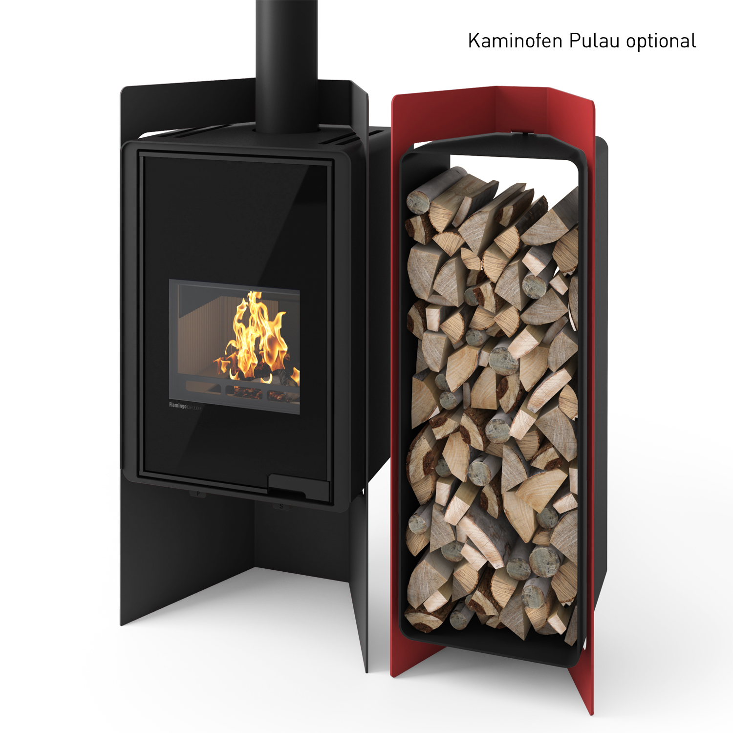 HS Flamingo Deluxe 4 Étagère en bois Rouge