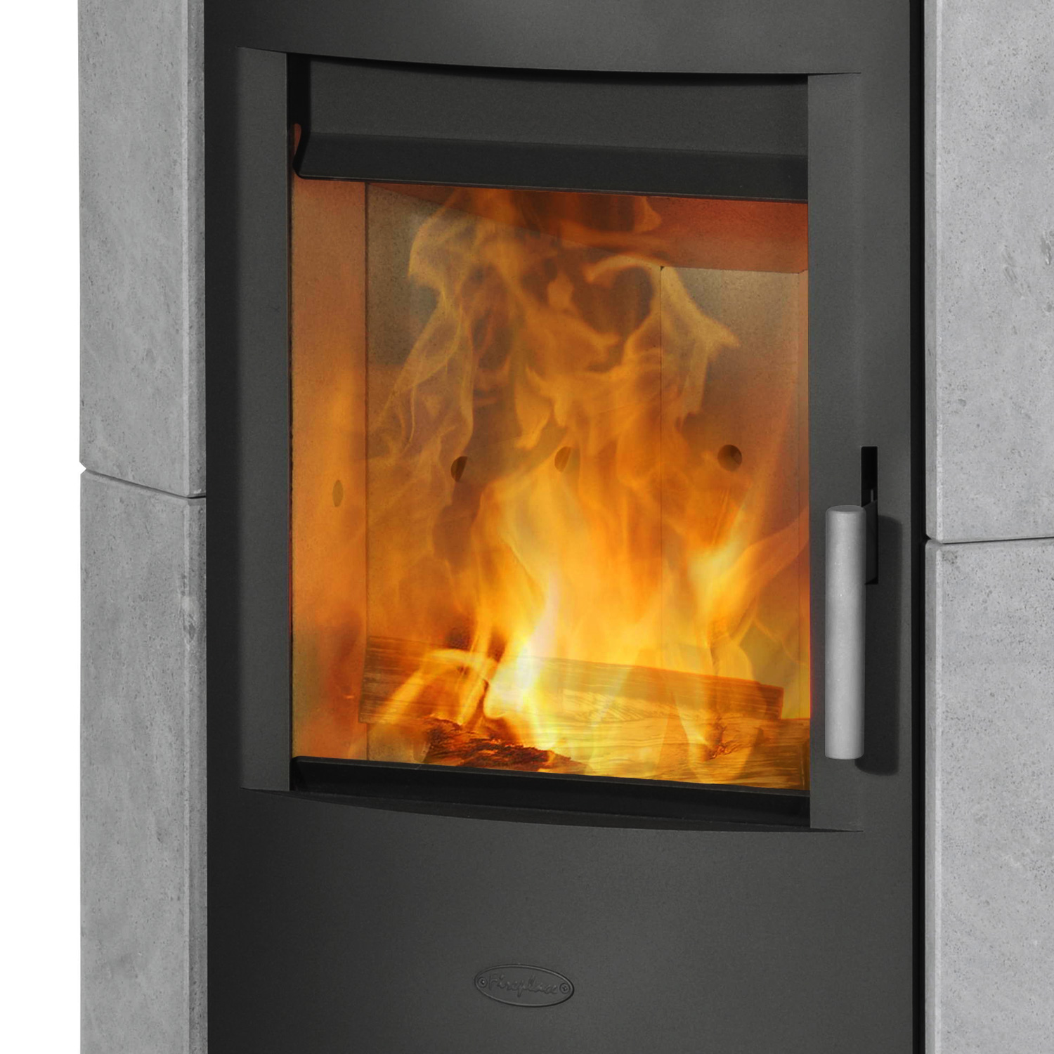 Fireplace Malta Poêle à bois d'angle Acier Noir | Pierre ollaire