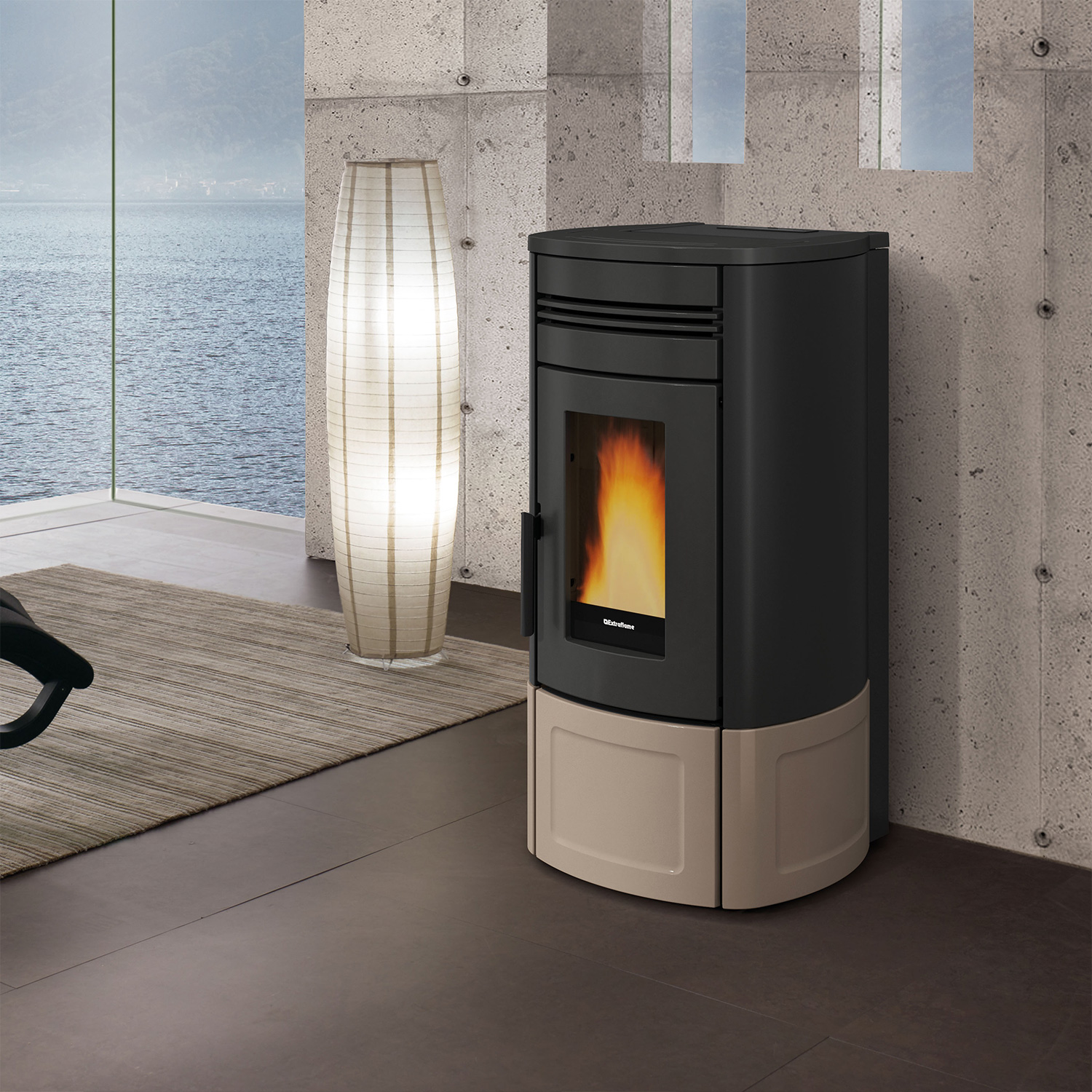 Extraflame Evolution Line Noris Lux poêle à granulés acier Majolique Tortora