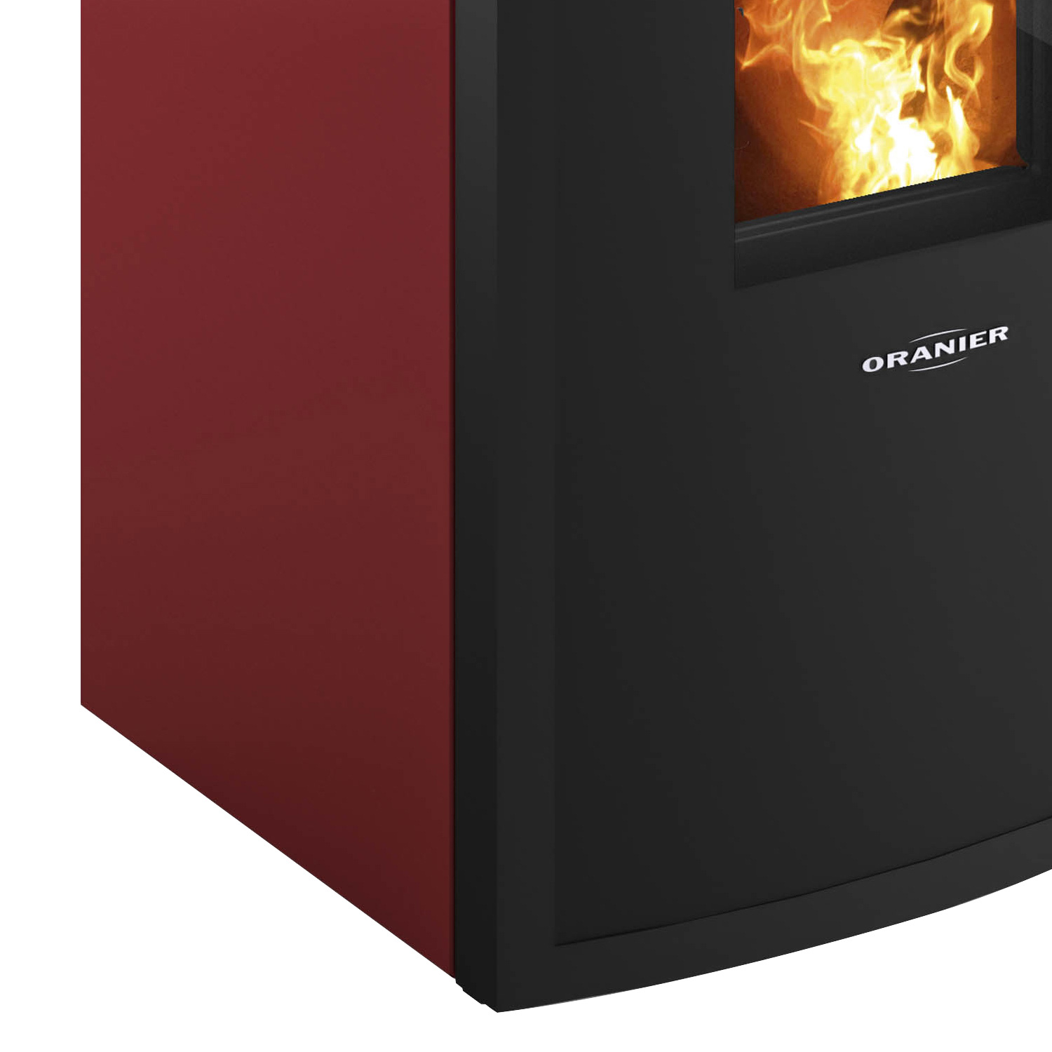 Oranier Neta poêle à granulés acier bordeaux, sortie de fumée par le haut
