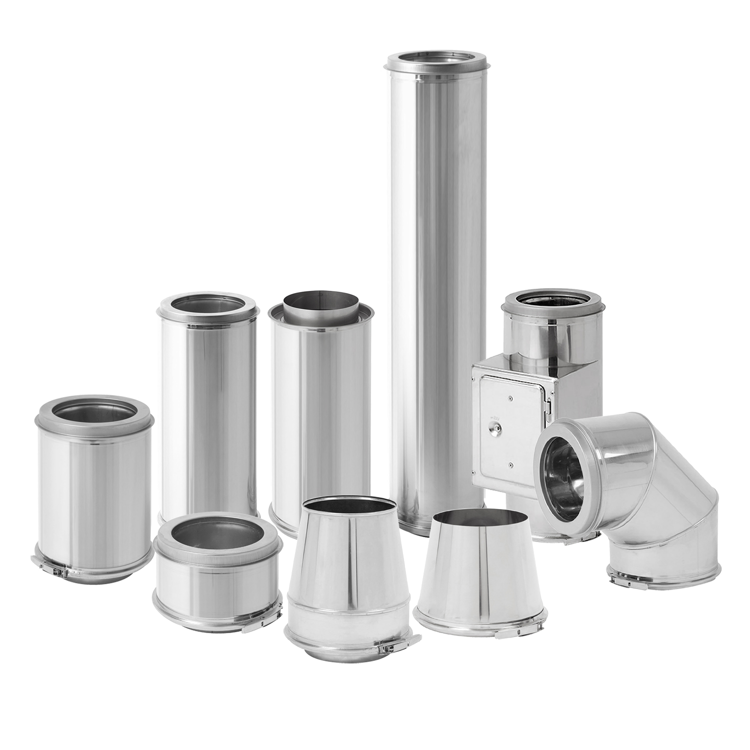Conduit de cheminée en acier inoxydable 150 mm Kit complet 5,3 m
