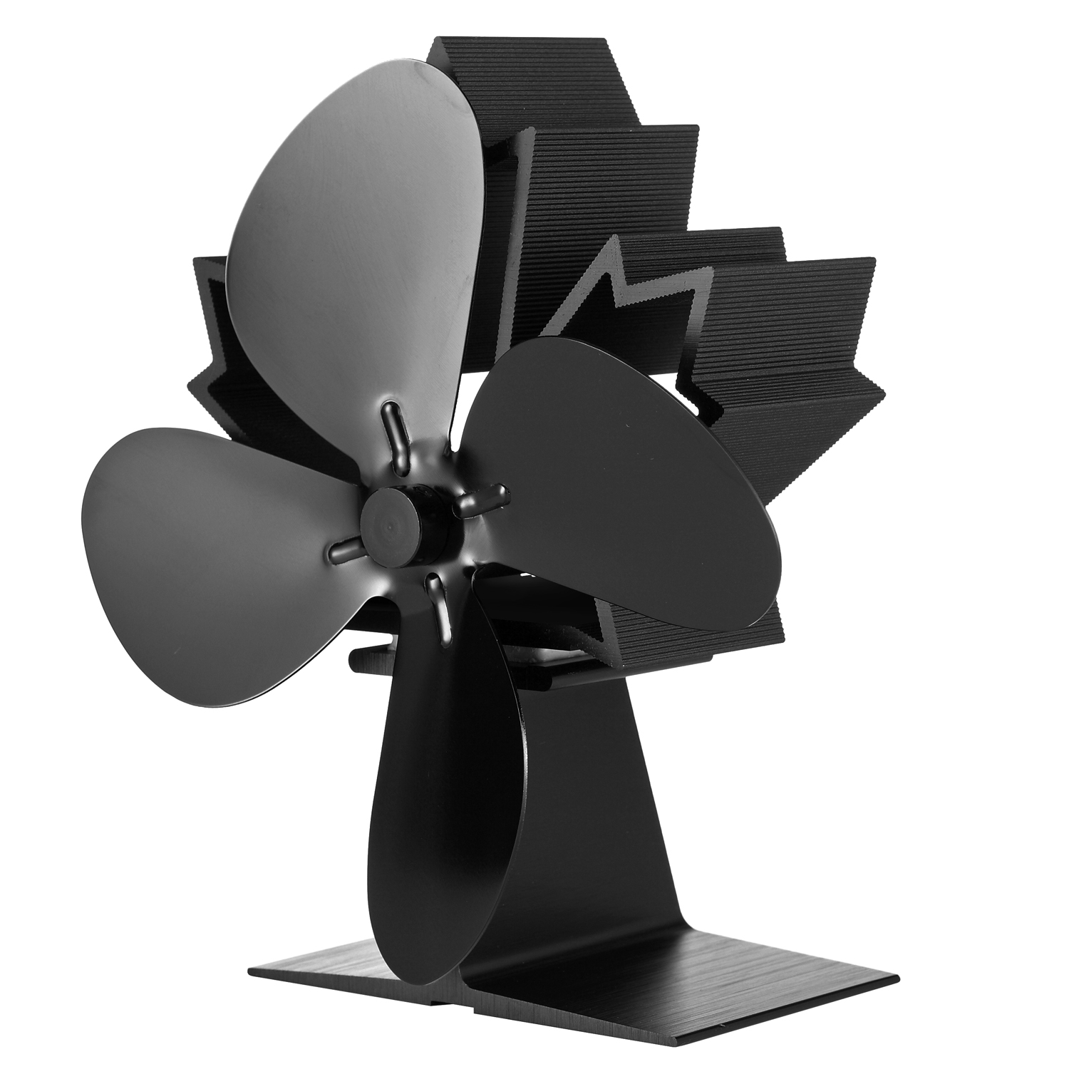Ensemble d'accessoires de cheminée Raik Otto 3 pièces + ventilateur de cheminée sans électricité / ventilateur de poêle à 4 pales