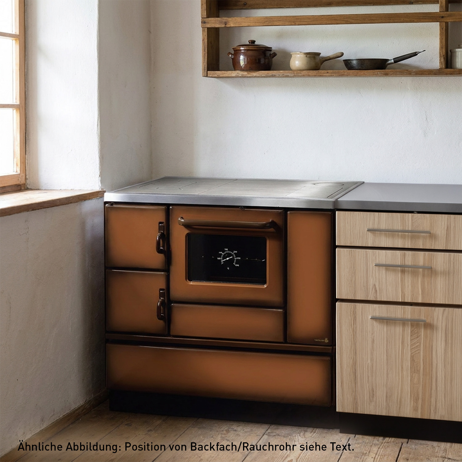 Wamsler K 138 Cuisinière à bois à gauche marron avec plaque en acier