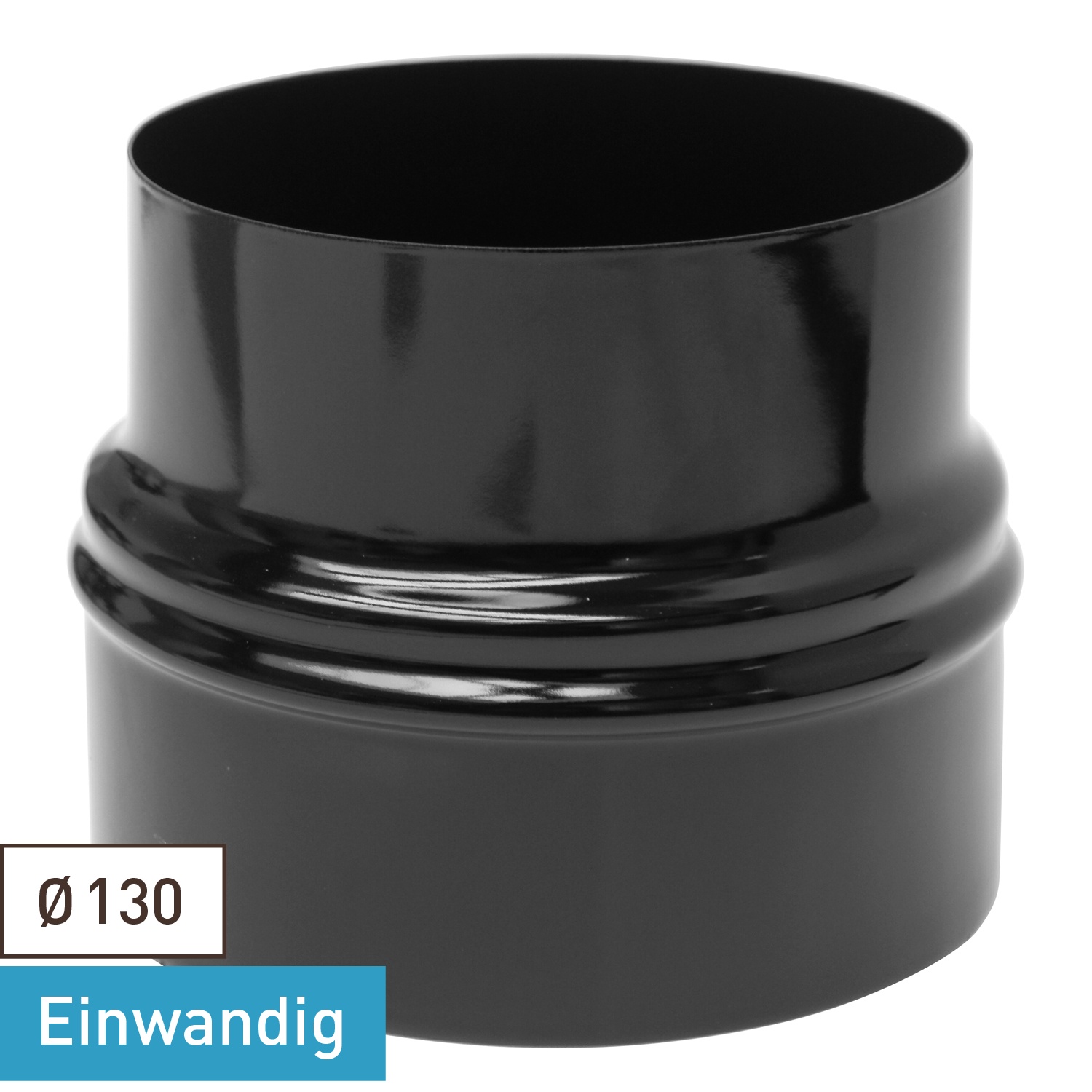 Extension de tuyau de poêle / conduit de fumée en émail 130mm - 150mm noir