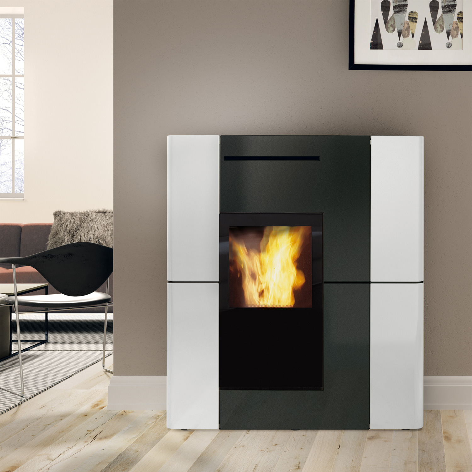 Edilkamin Blade H 23 Evo poêle à granulés bouilleur céramique blanc mat incl. kit R-FX Edilkamin Blade H 23 Evo poêle à granulés bouilleur céramique blanc mat incl. kit R-FX