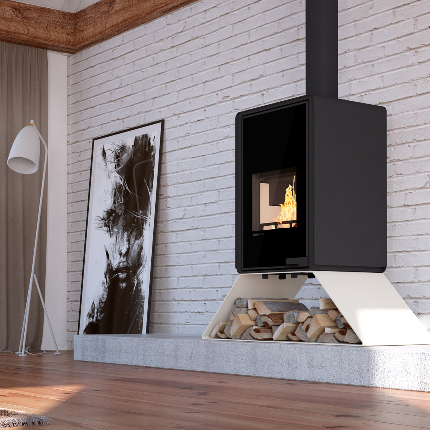 HS Flamingo Deluxe Senai Poêle à bois Crème