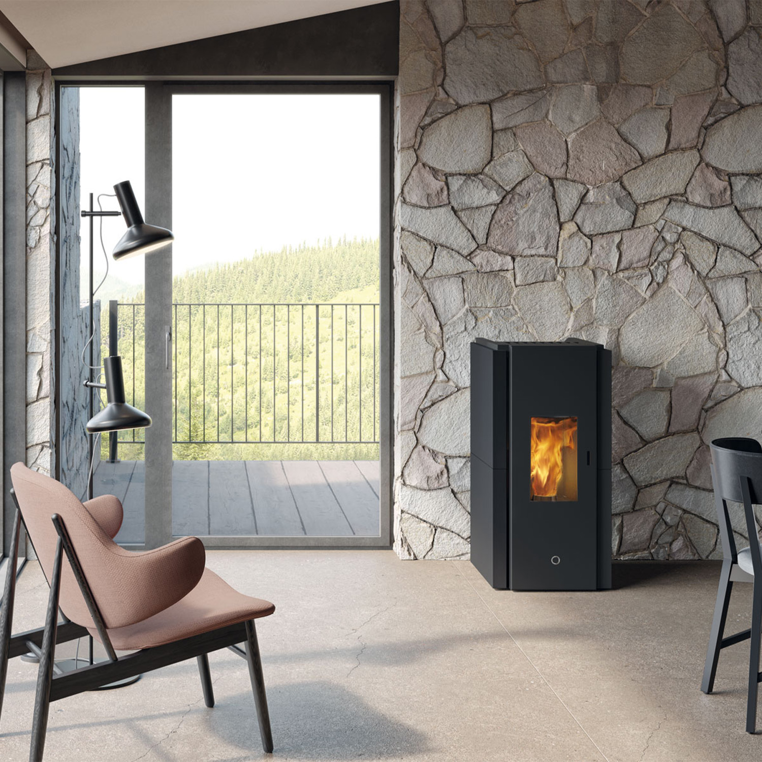 EK63 Zone 80 Evo poêle à granulés acier noir mat