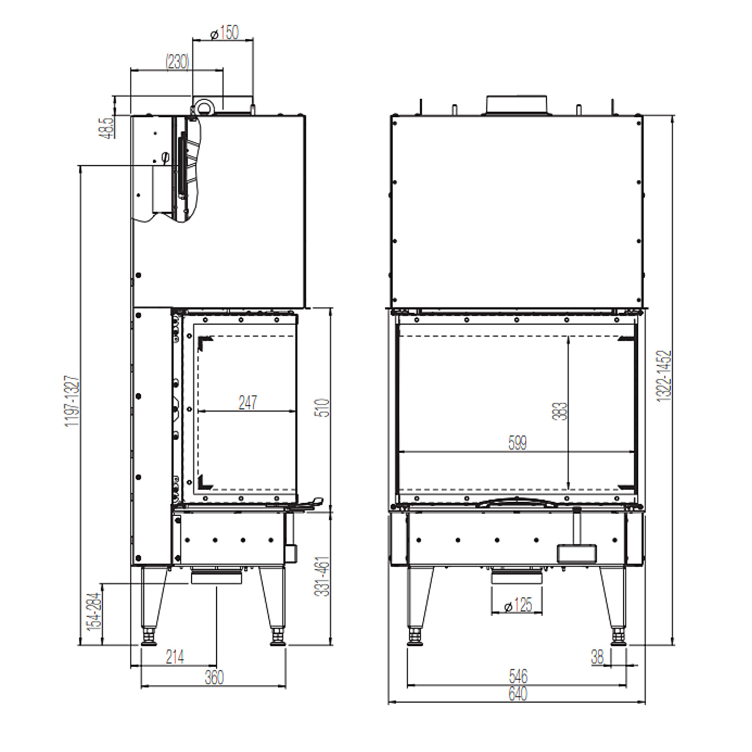 Austroflamm 64x33x51 S3 2.0 Insert de cheminée