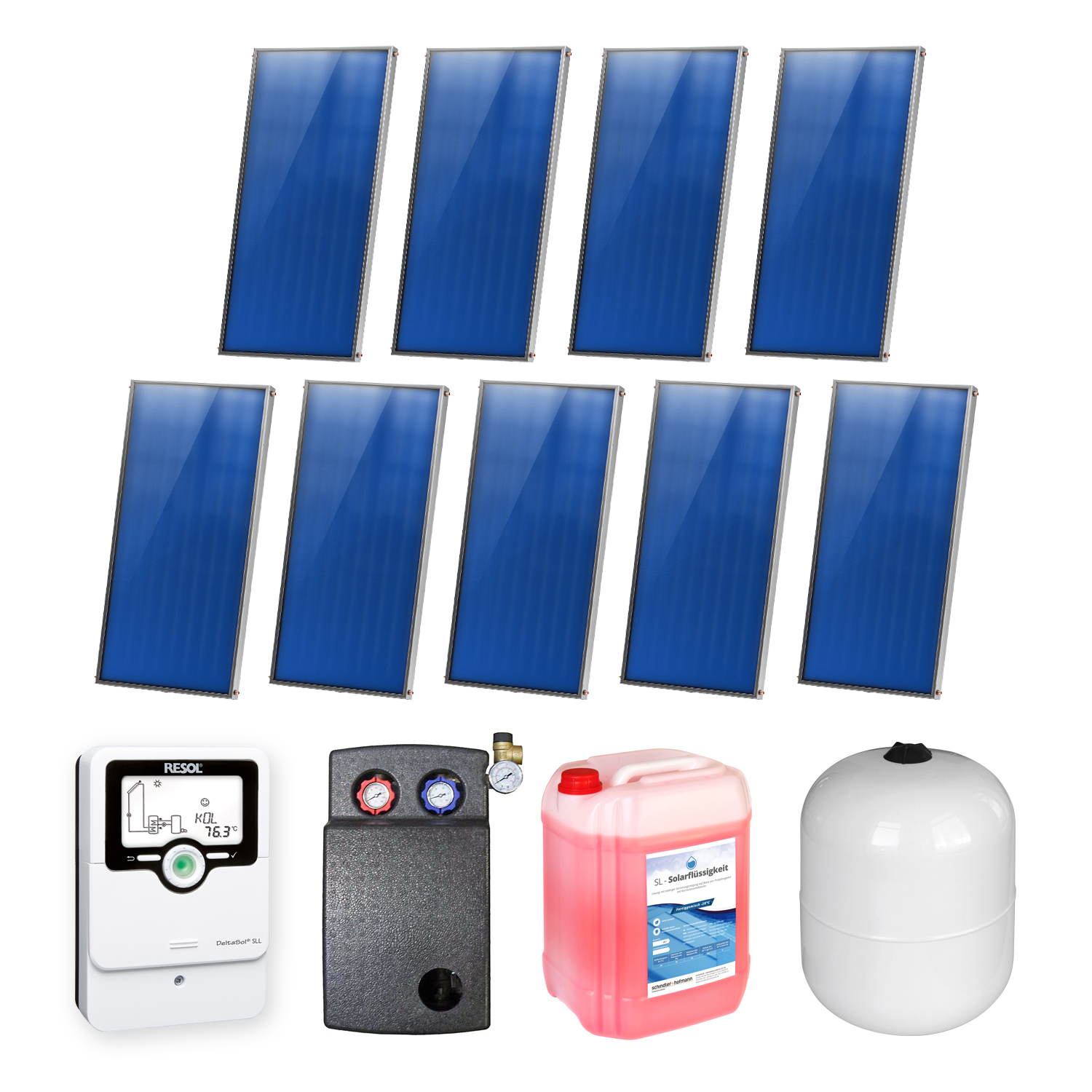 18,09 m² Ensemble de capteurs solaires plats Sunex 8 9x AMP 2.0