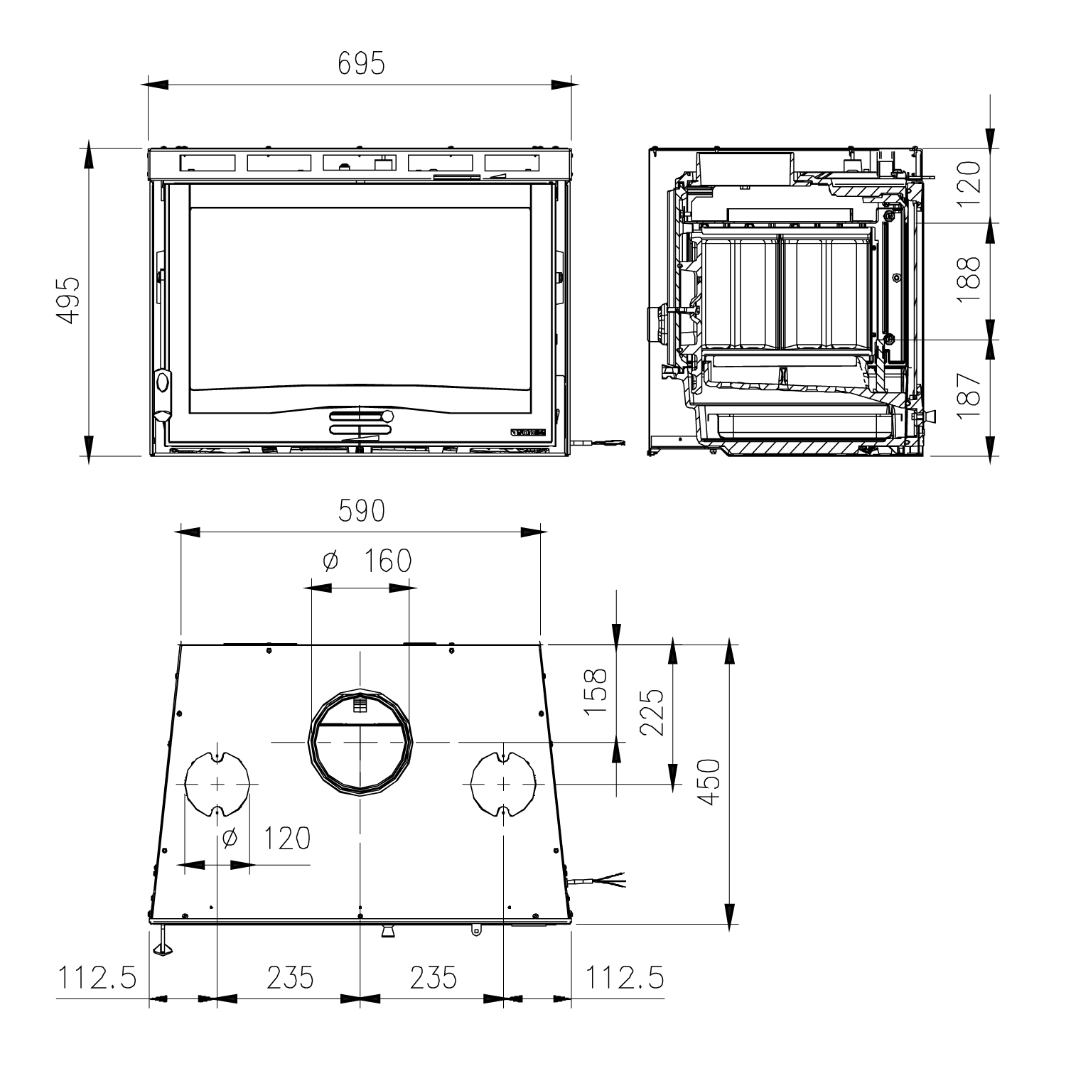 La Nordica Inserto 70 H49.16 Ventilato insert de cheminée à bois