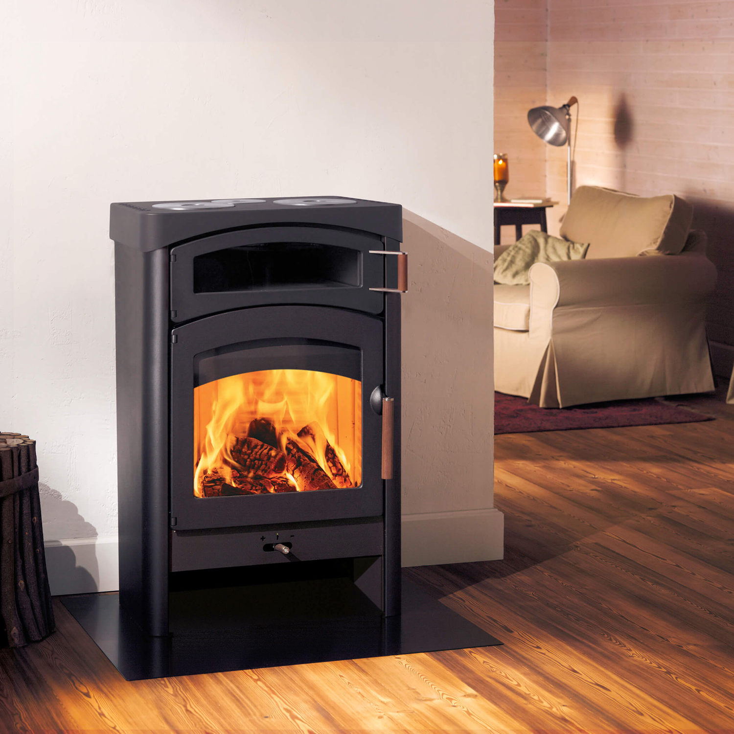 Poêle à bois Austroflamm Pallas Back en acier gris fonte