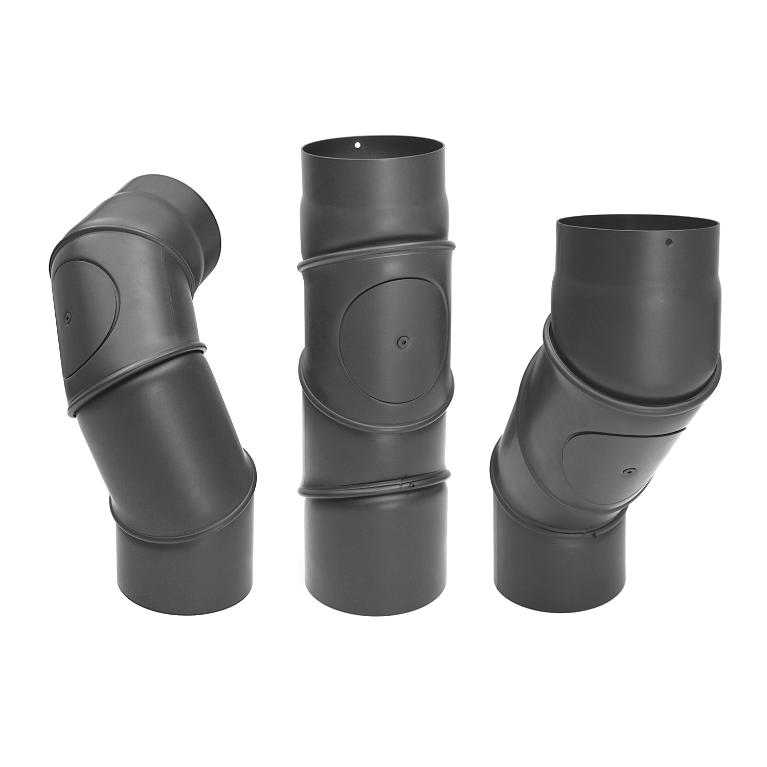 Coude de conduit de fumée / Tuyau de poêle 150 mm - Coude multiple gris fonte