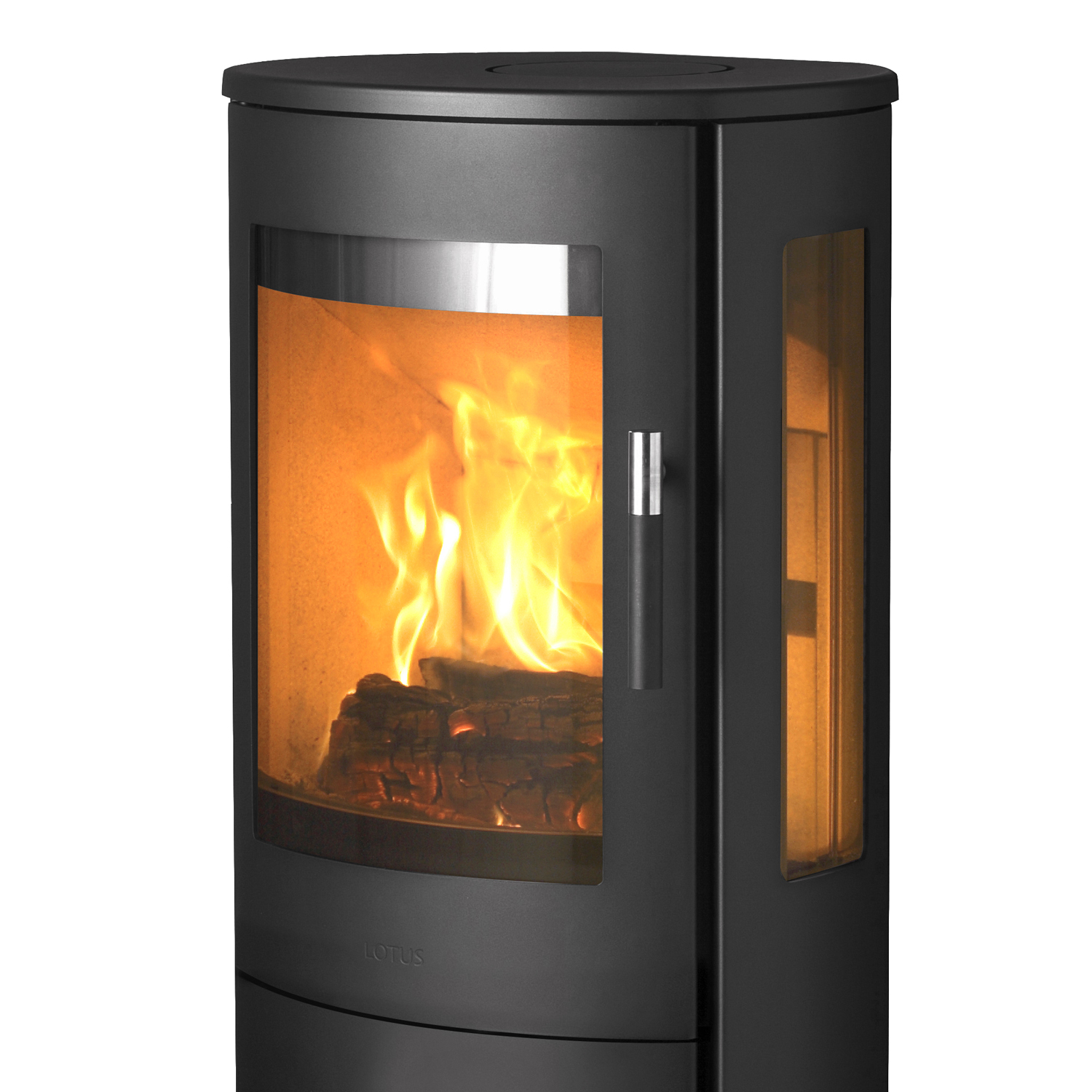 Poêle à bois Lotus Mira 4 Noir, évacuation des fumées à l'arrière