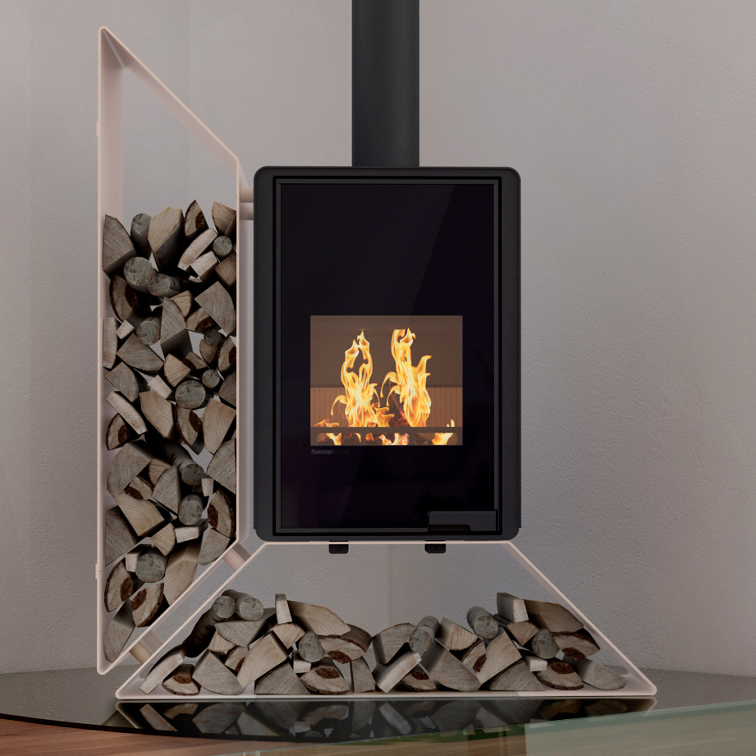 HS Flamingo Deluxe Kampa Poêle à bois Crème Étagère gauche