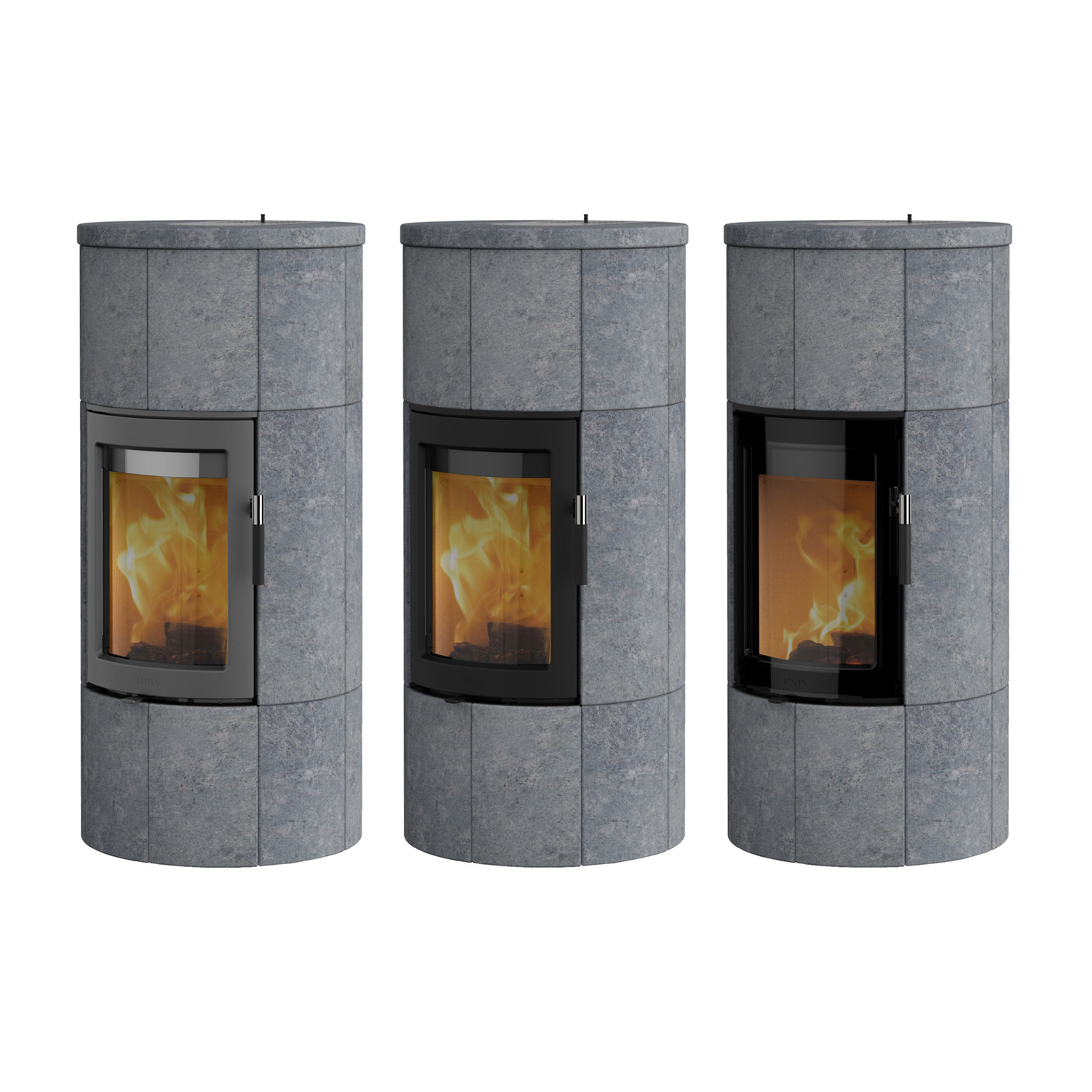 Lotus Maestro 1 Poêle à bois en stéatite, porte Magic, évacuation des fumées à l'arrière.