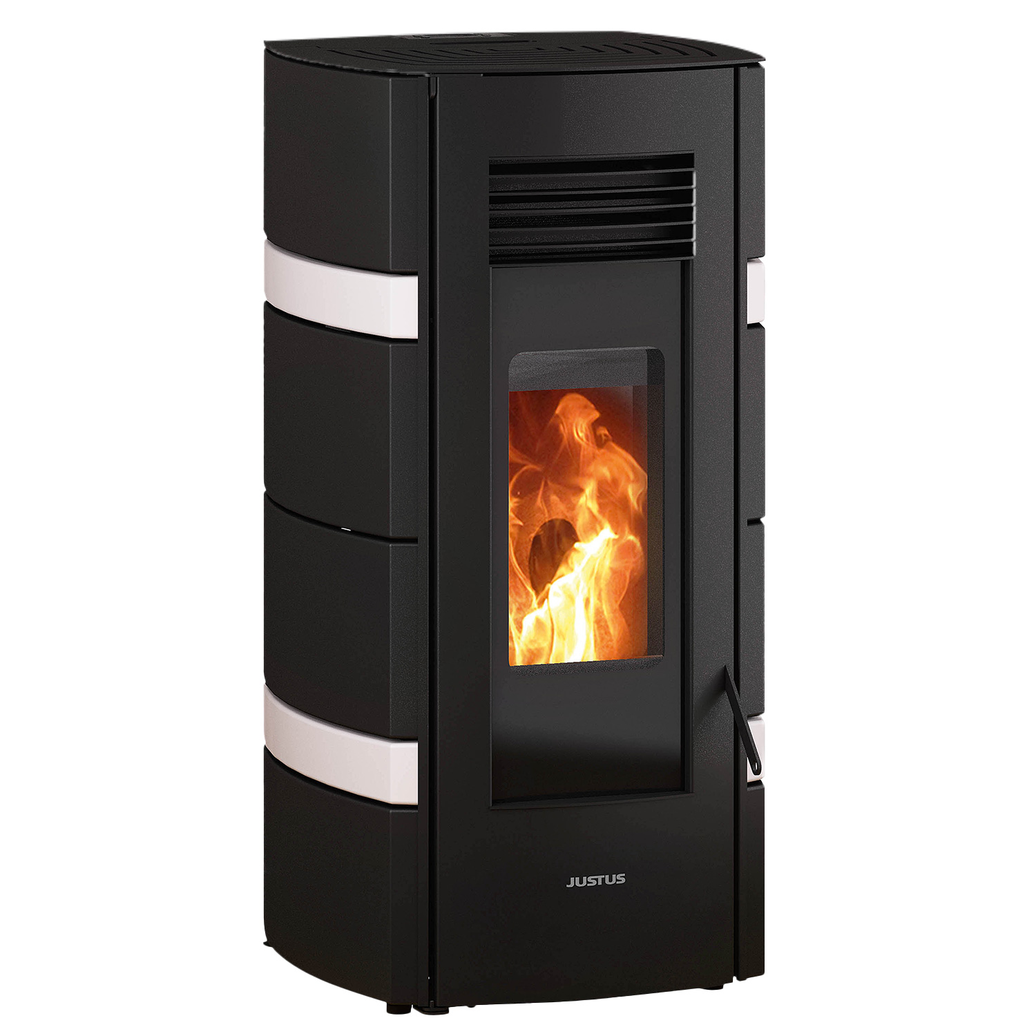 Justus Sia Poêle à granulés Acier Noir / conStone Blanc