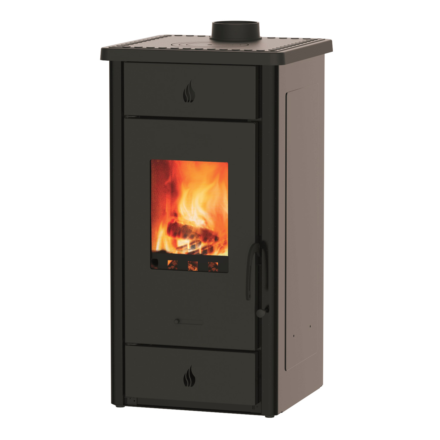 Wamsler Luke Poêle à bois en acier noir/anthracite avec plaque de cuisson